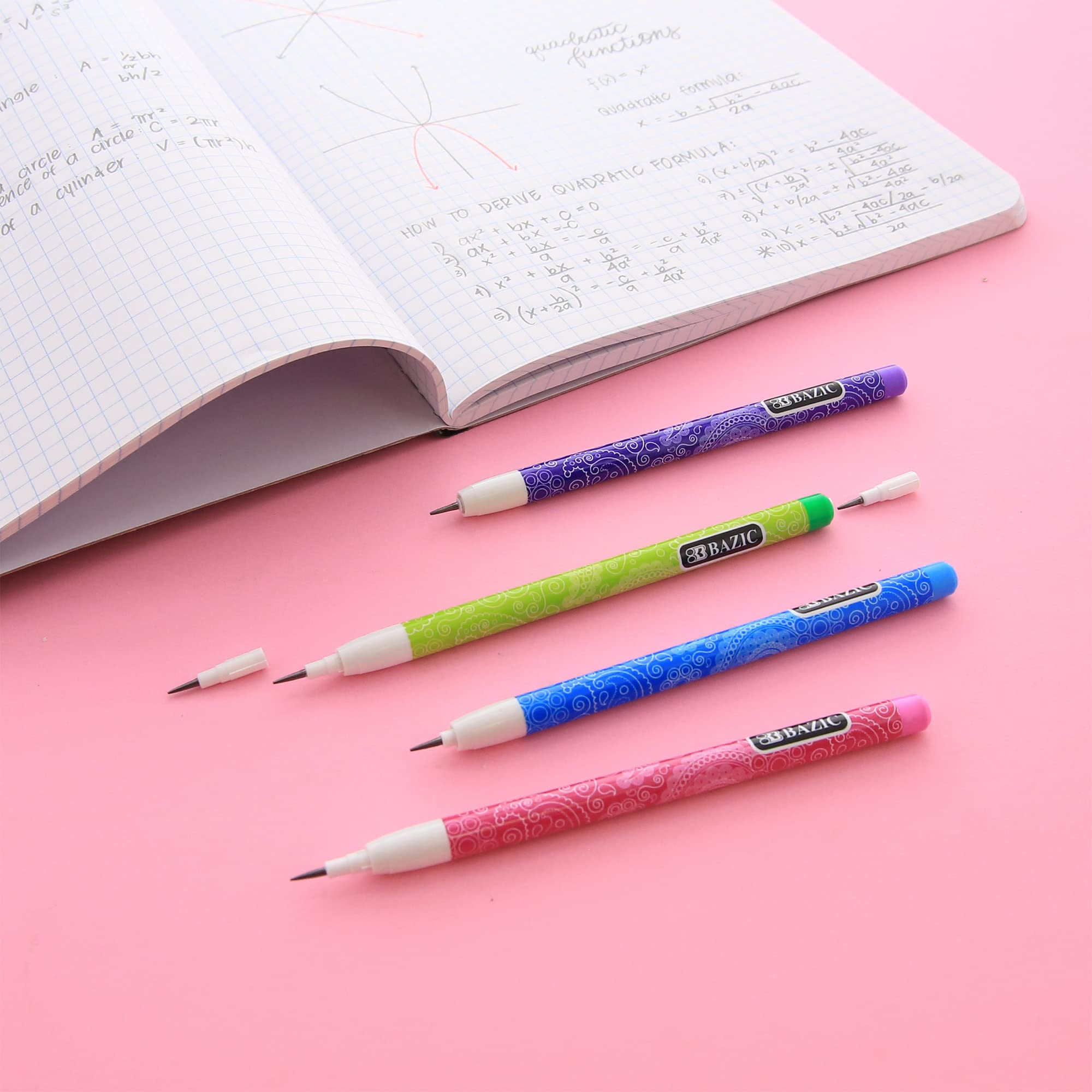 BAZIC 8-Pack Multi Point Pencils with Latex-Free Eraser - Smooth Writing Non-Sharpening Drafting Pencils for Drawing, Sketching & Art - Bulk 144-Pack for School, Office & Professional Artists