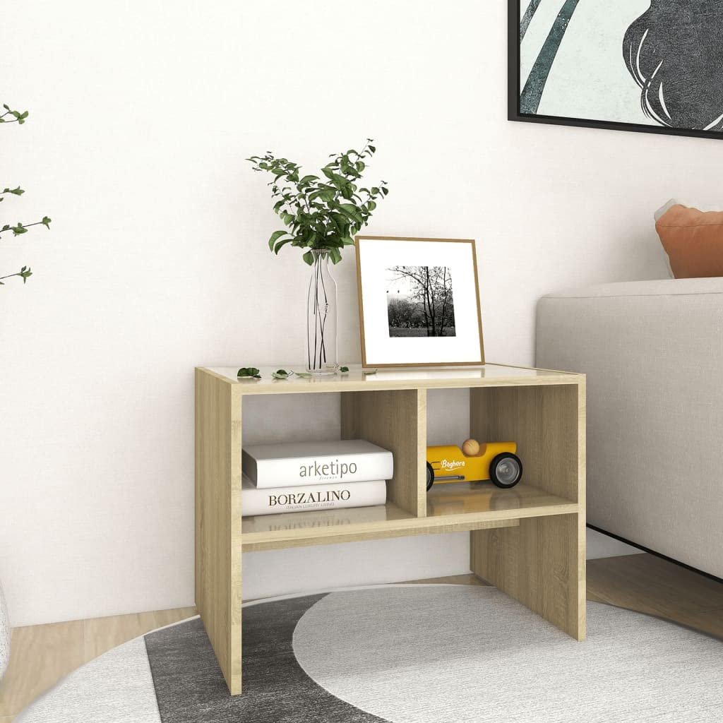 DiMorture Contemporary Sofa Table Side Table - Modern Living Room End Table with 2 Storage Shelves, Multi-Functional Accent Table for Bedroom or Living Room, Horizontal/Vertical Placement, Brown - Perfect for Small Spaces, Next to Couch or as Nightstand