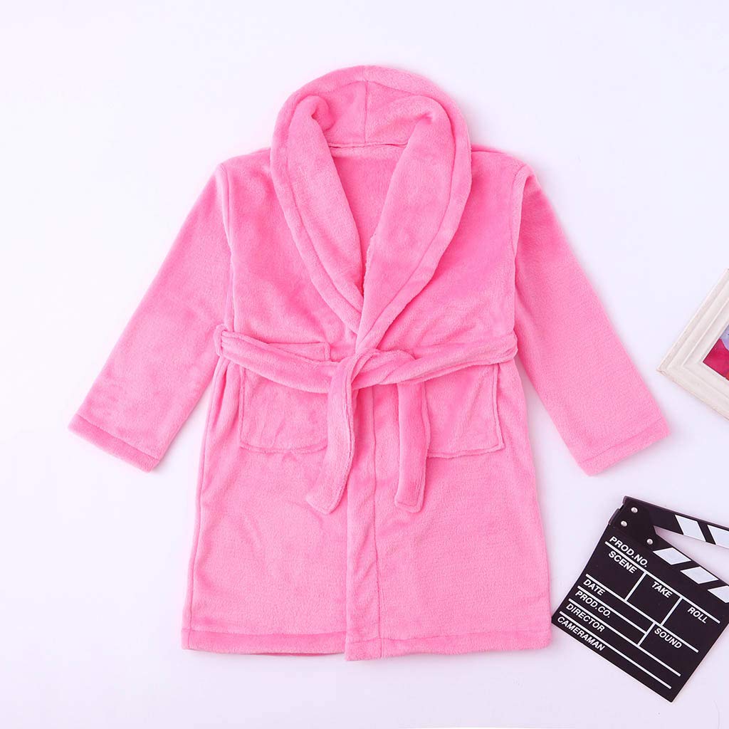 Soft Flannel Cashmere Blend Kids' Towel Clothes Set for Boys & Girls (3-12Y) - Warm & Cozy Pink Outfit for Winter, Home & Travel Comfort