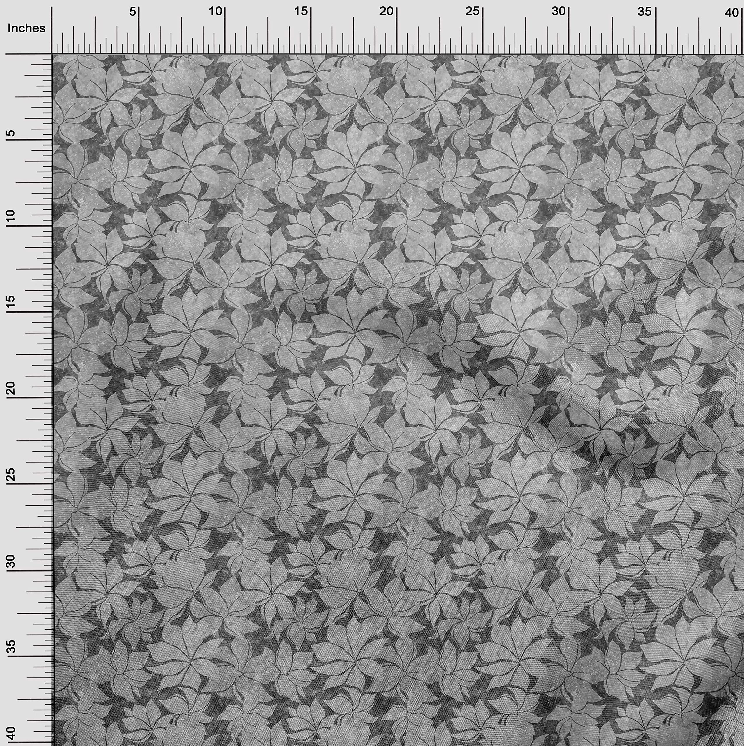 Premium 56-Inch Wide Polyester Lycra Fabric - Gray Asian Batik Floral Print Dress Material by The Yard | Perfect for DIY Dresses, Skirts & Home Decor Projects