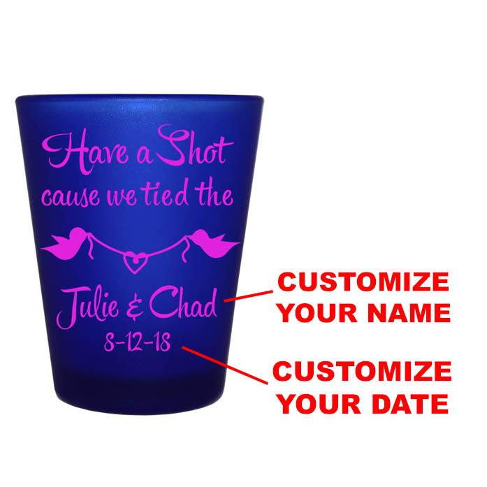 Customizable Blue Frosted Shot Glass with Bird Knot Design - 1.5oz - Perfect for Cocktail Parties, Gifts & Barware Collections