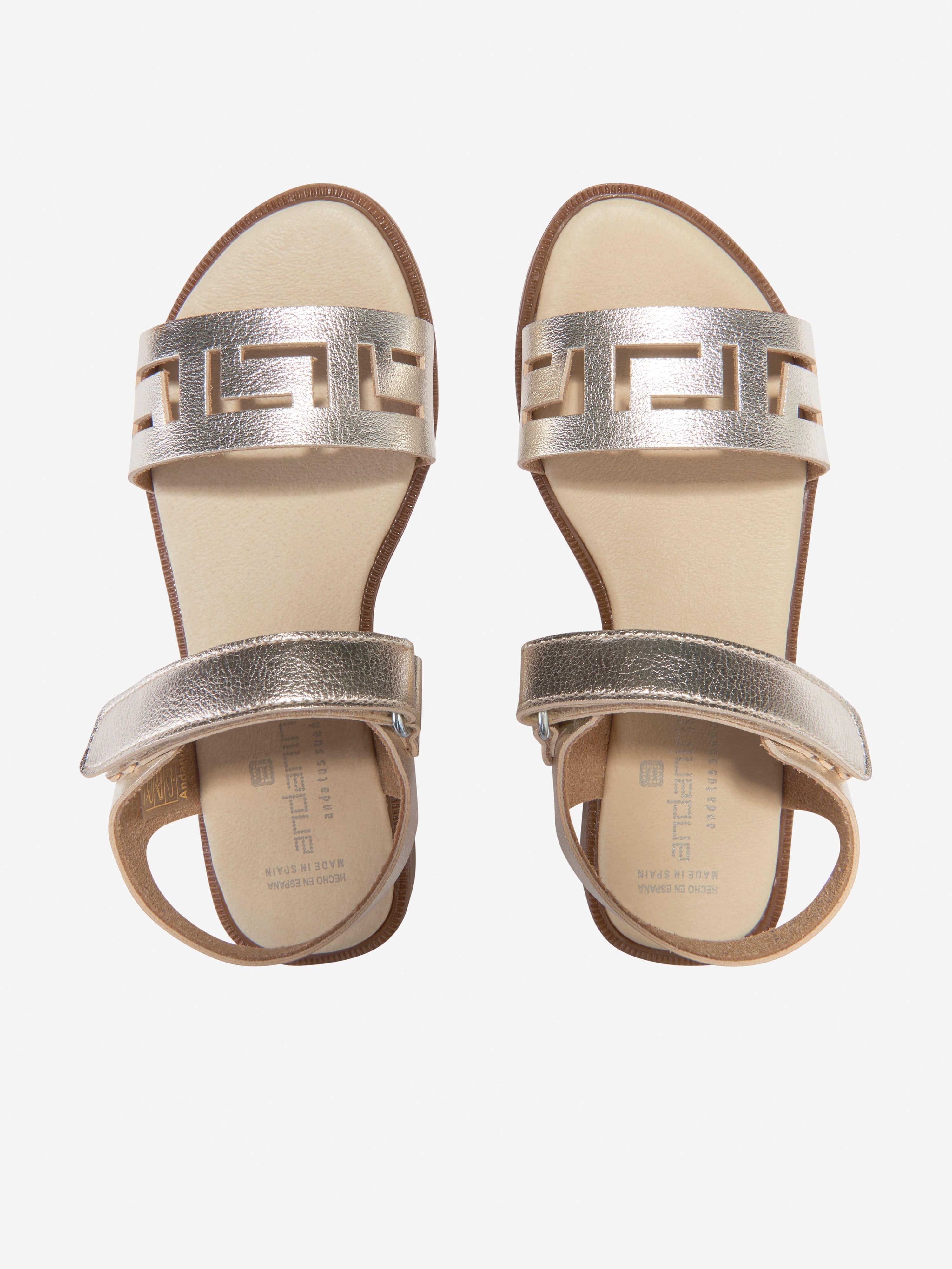 Andanines Girls Laser Cut Gold Sandals - Comfortable & Stylish Summer Shoes for Beach, Pool, and Casual Outings