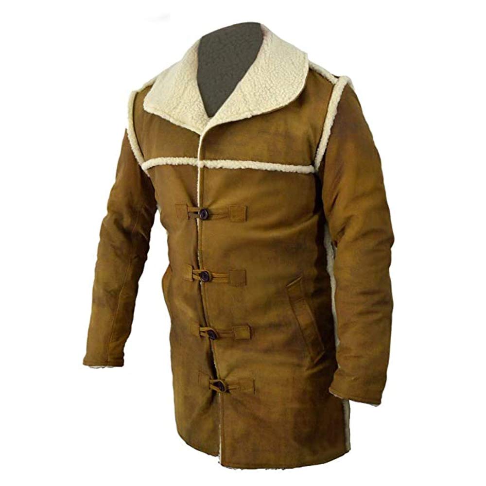 Authentic Hell On Wheels Cullen Bohannon Genuine Leather Sherpa Coat - Western Style Winter Jacket for Men, Perfect for Outdoor Adventures & Cold Weather Fashion