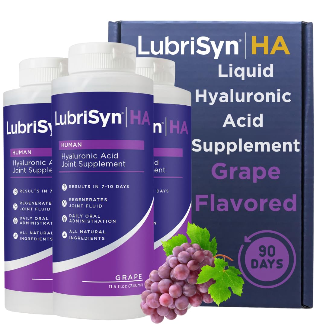 LubriSynHA All-Natural Joint Supplement with High-Molecular Weight Hyaluronic Acid - 3 Pack (11.5oz Each) for Women & Men - Supports Healthy Joint Function, Vegan, Made in USA - Ideal for Active Lifestyles, Sports Recovery & Daily Joint Care