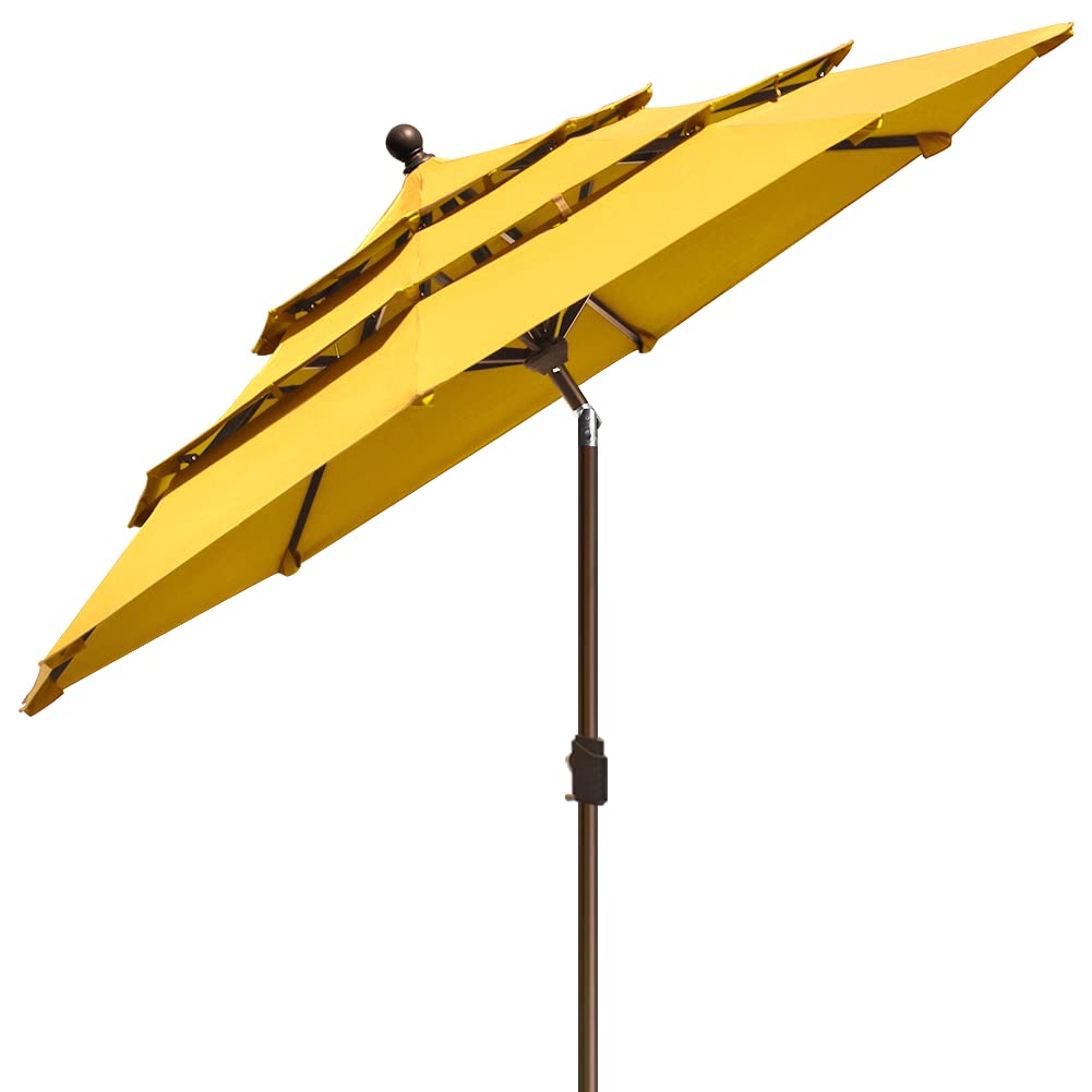 EliteShade 9FT 3-Tier Market Umbrella - 10-Year Fade-Resistant Outdoor Patio Umbrella with Ventilation, Sunflower Yellow - Perfect for Backyard, Poolside, Restaurant & Outdoor Dining Areas