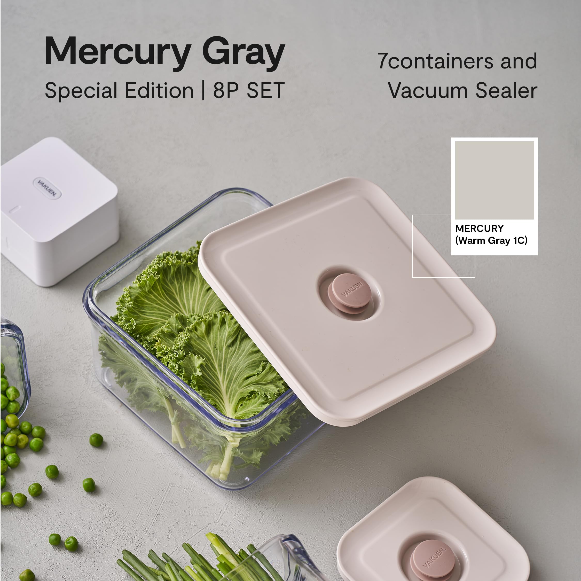 Premium Airtight Food Storage Containers Set - 8-Piece Mercury Color Special Edition with Vacuum Sealer | 100% Leak Proof, BPA-Free, Patented Double Silicone Lining | Ideal for Meal Prep, Leftovers & Pantry Organization