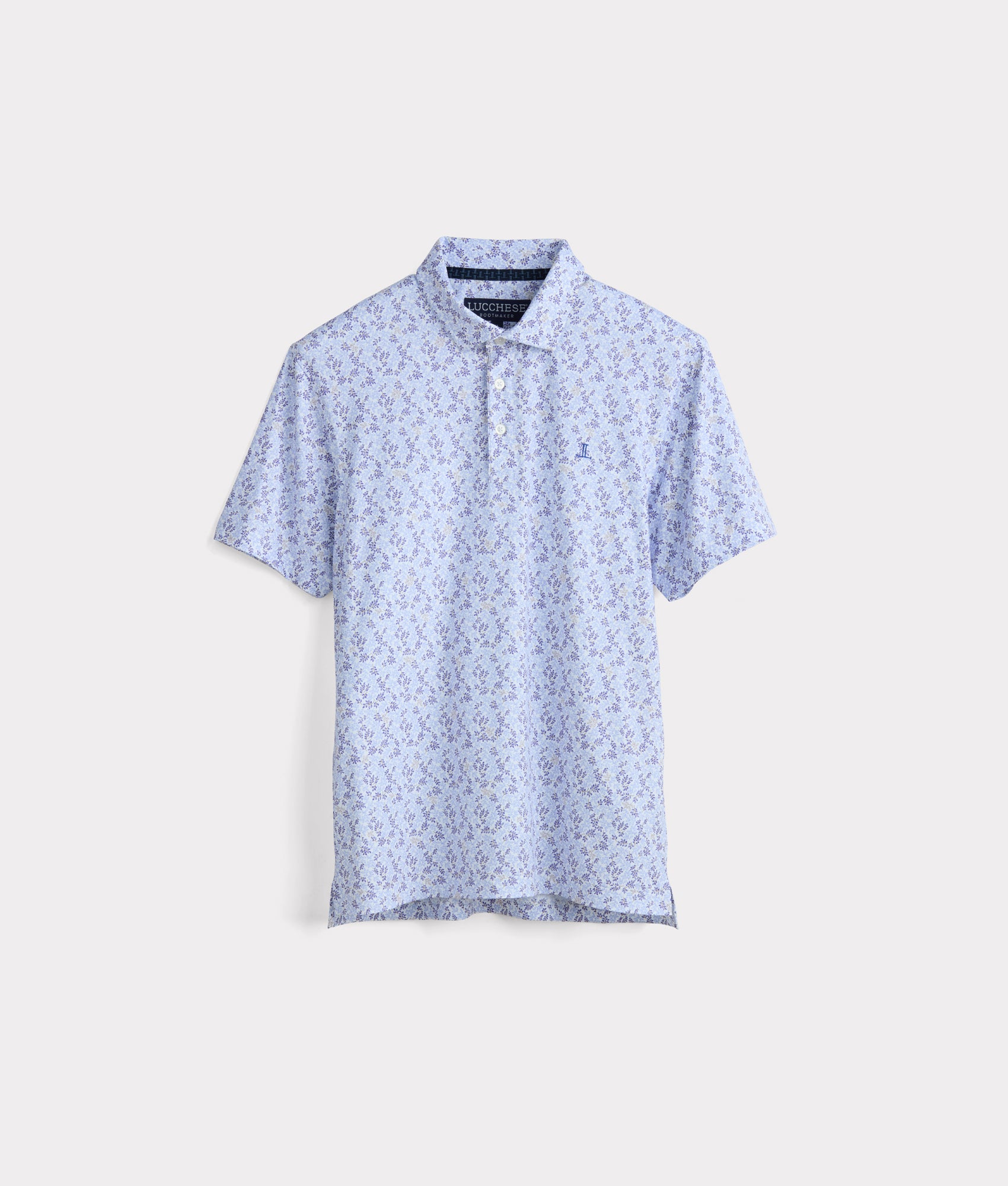 Lucchese Men's Golf Polo Shirt - Blue Leaf Print, Moisture-Wicking & Breathable for Comfort on the Golf Course | Perfect for Golfing, Casual Wear & Outdoor Activities