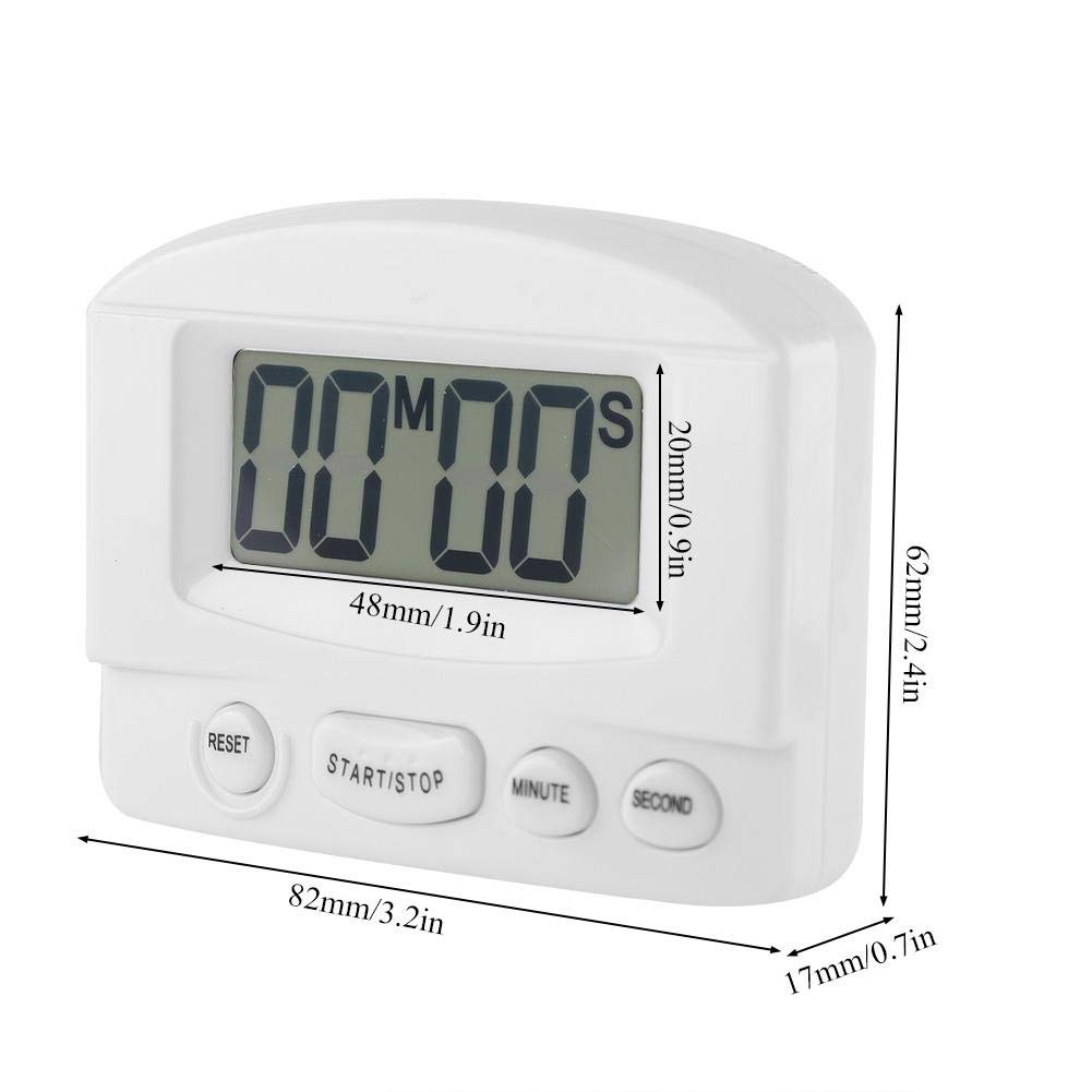 Fdit Portable Digital Kitchen Timer - Large LCD Display Countdown Clock with Bracket & Magnet (White) | Perfect for Cooking, Baking, Lab Experiments & Classroom Activities