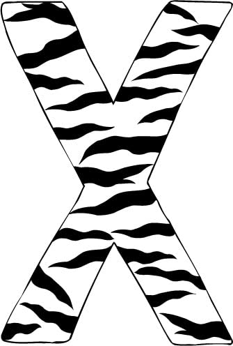 10in. Zebra Animal Print Alphabet Letter Decals Stickers A to Z - Waterproof Vinyl Wall Art for Kids Room, Nursery, Classroom & DIY Projects (Zebra-Letter-Decals-X)