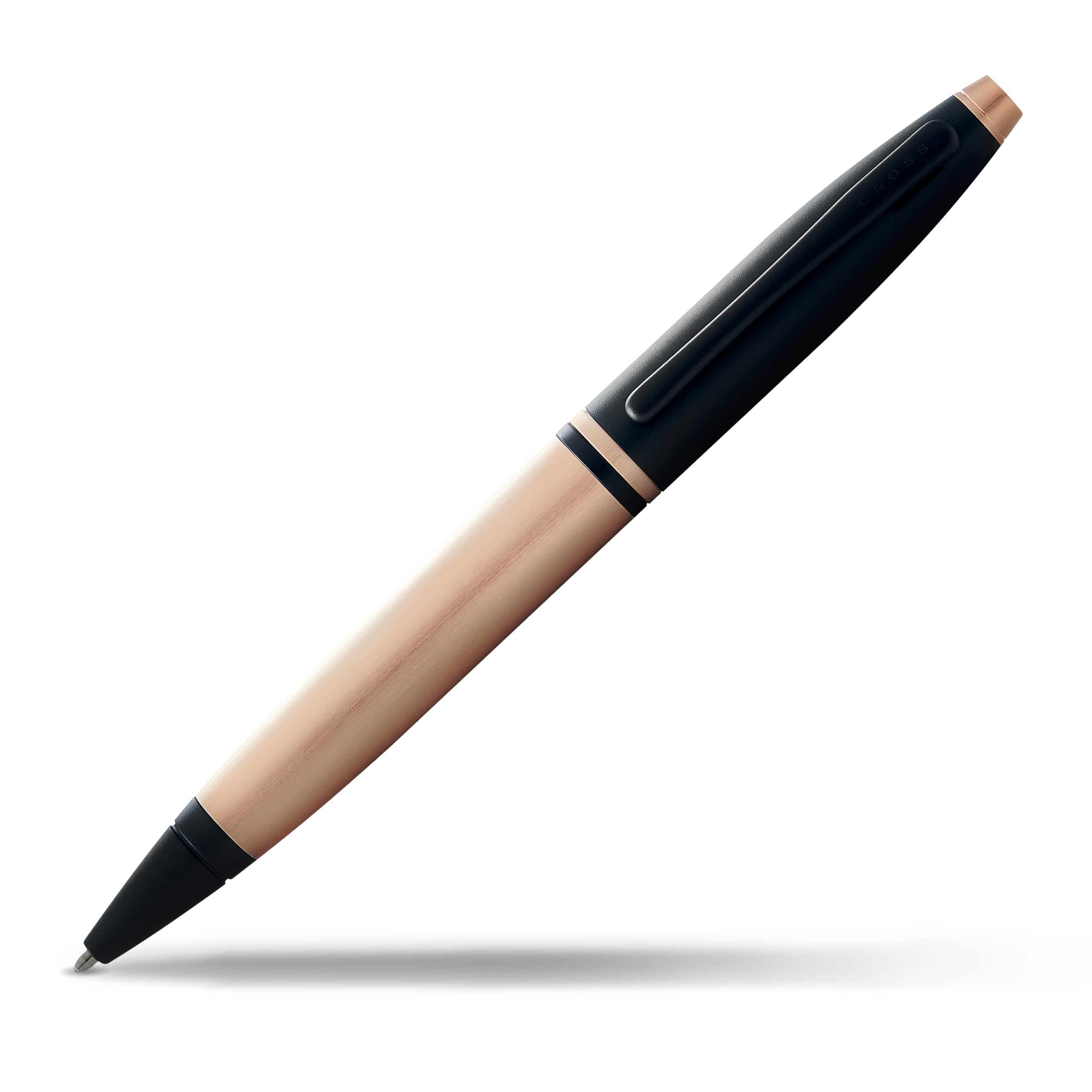 Luxury Cross Calais Brushed Rose Gold Plated Ballpoint Pen with Black Lacquer Finish - Elegant Writing Instrument for Office, Business Gifts & Special Occasions
