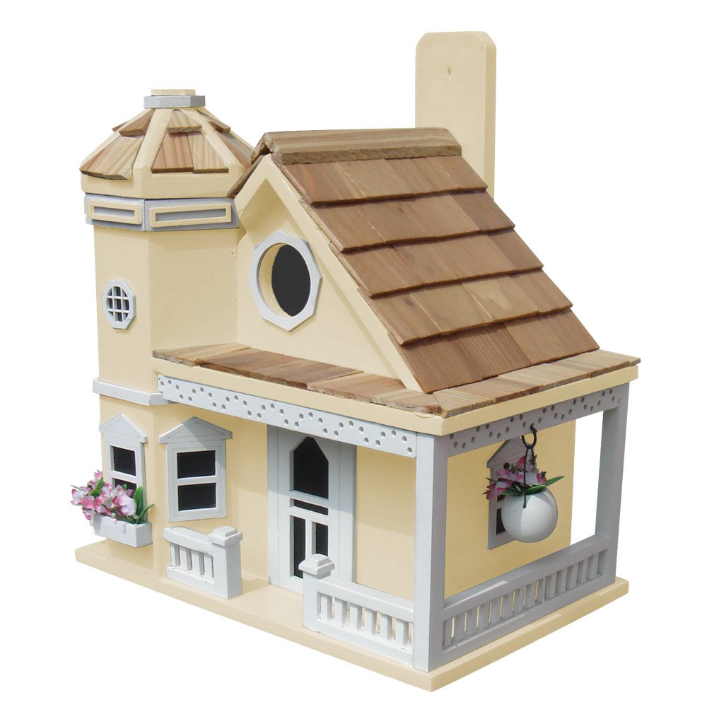 Yellow Cottage Birdhouse Flower Pot - Handmade Home Decor for Garden, Patio, and Outdoor Use