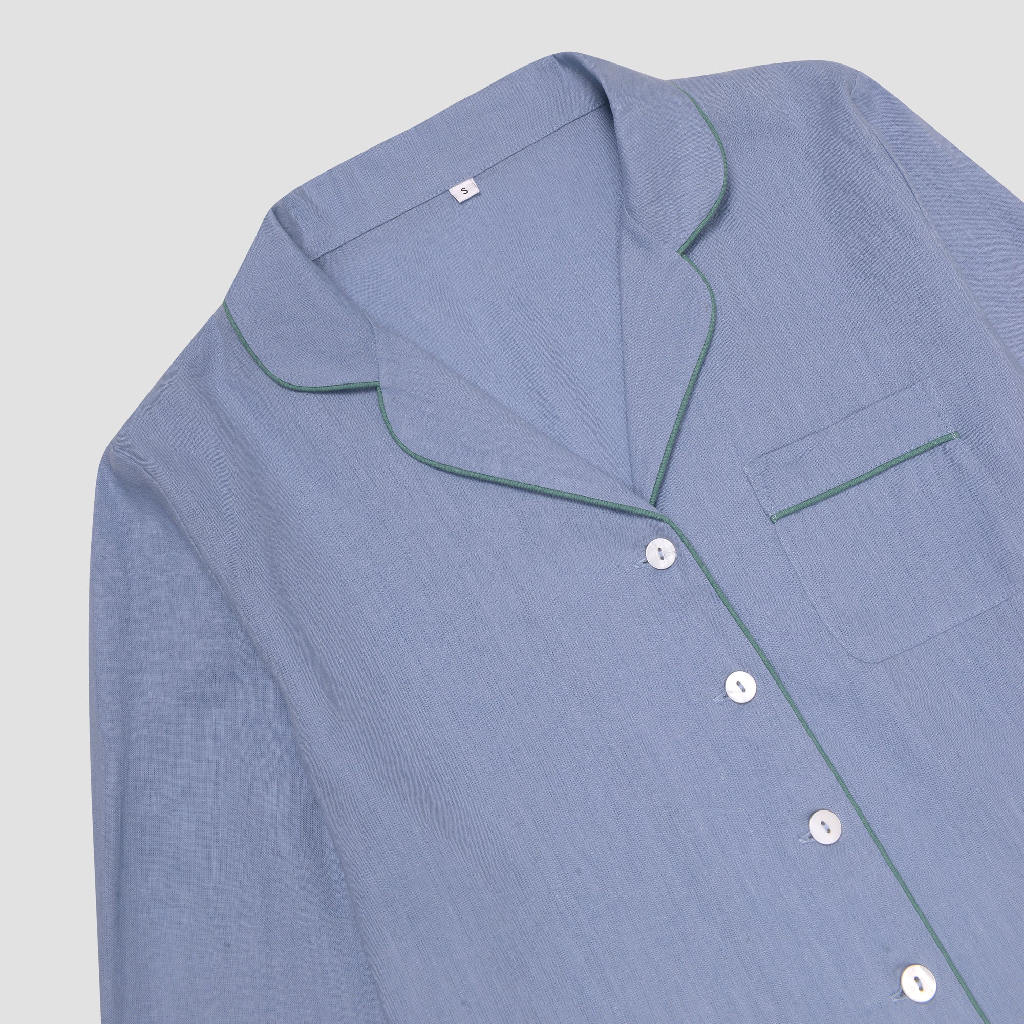 Wave Blue Linen Pajama Shirt for Women - Soft & Breathable Sleepwear - Perfect for Lounging, Travel & Relaxation at Home