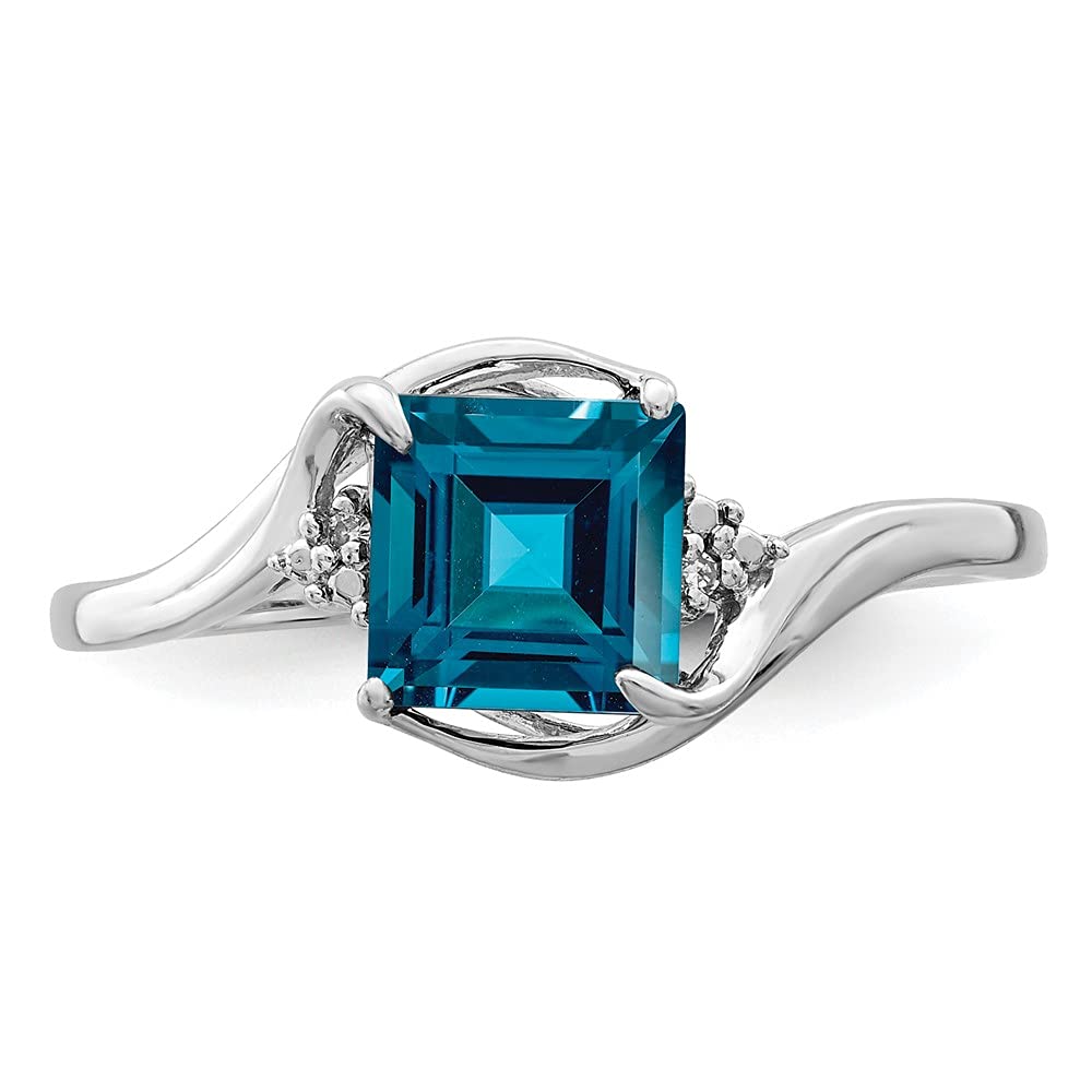 925 Sterling Silver Diamond & London Blue Topaz Ring for Women - Elegant Fine Jewelry Gift for Her, Perfect for Anniversaries, Engagements & Special Occasions