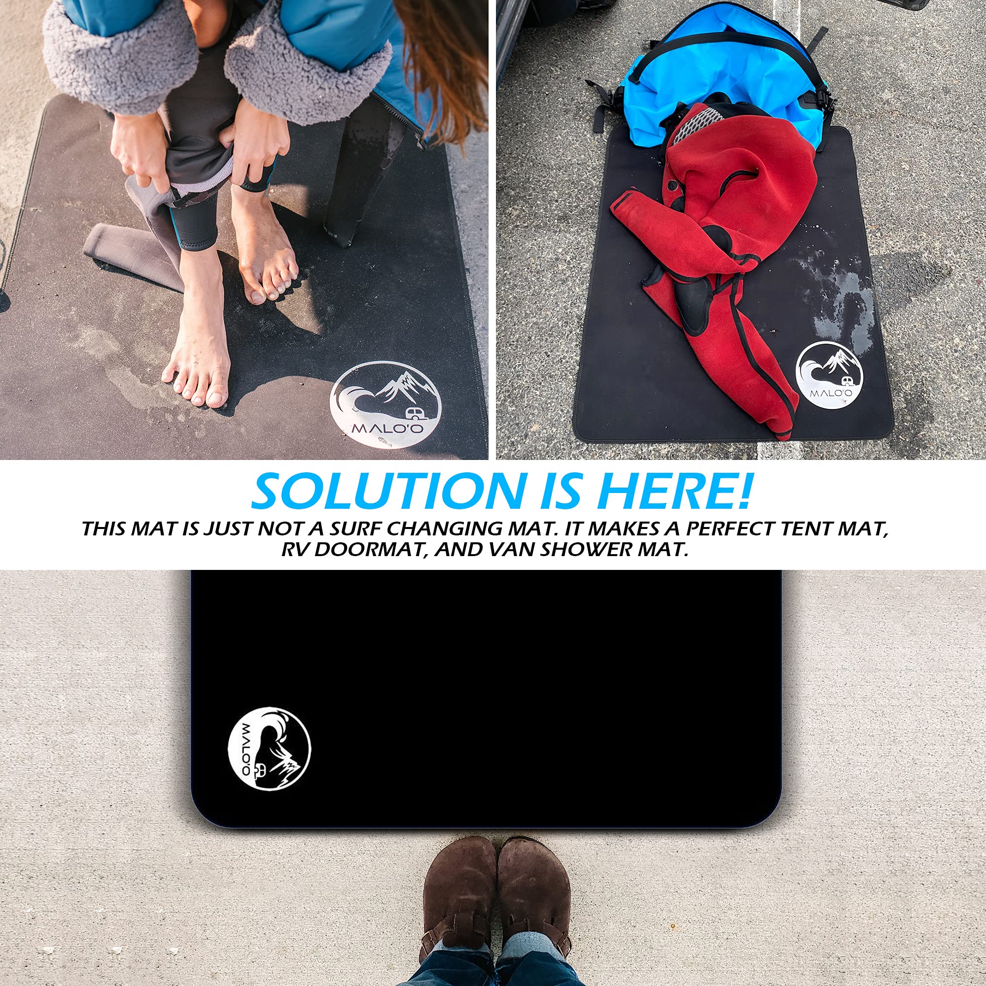 Malo'o Neoprene Wetsuit Changing Mat - Waterproof Scuba & Camping Mat - Portable Outdoor Changing Mat for Surfing, Swimming, Beach, Yoga & Travel - Quick-Dry & Lightweight Design