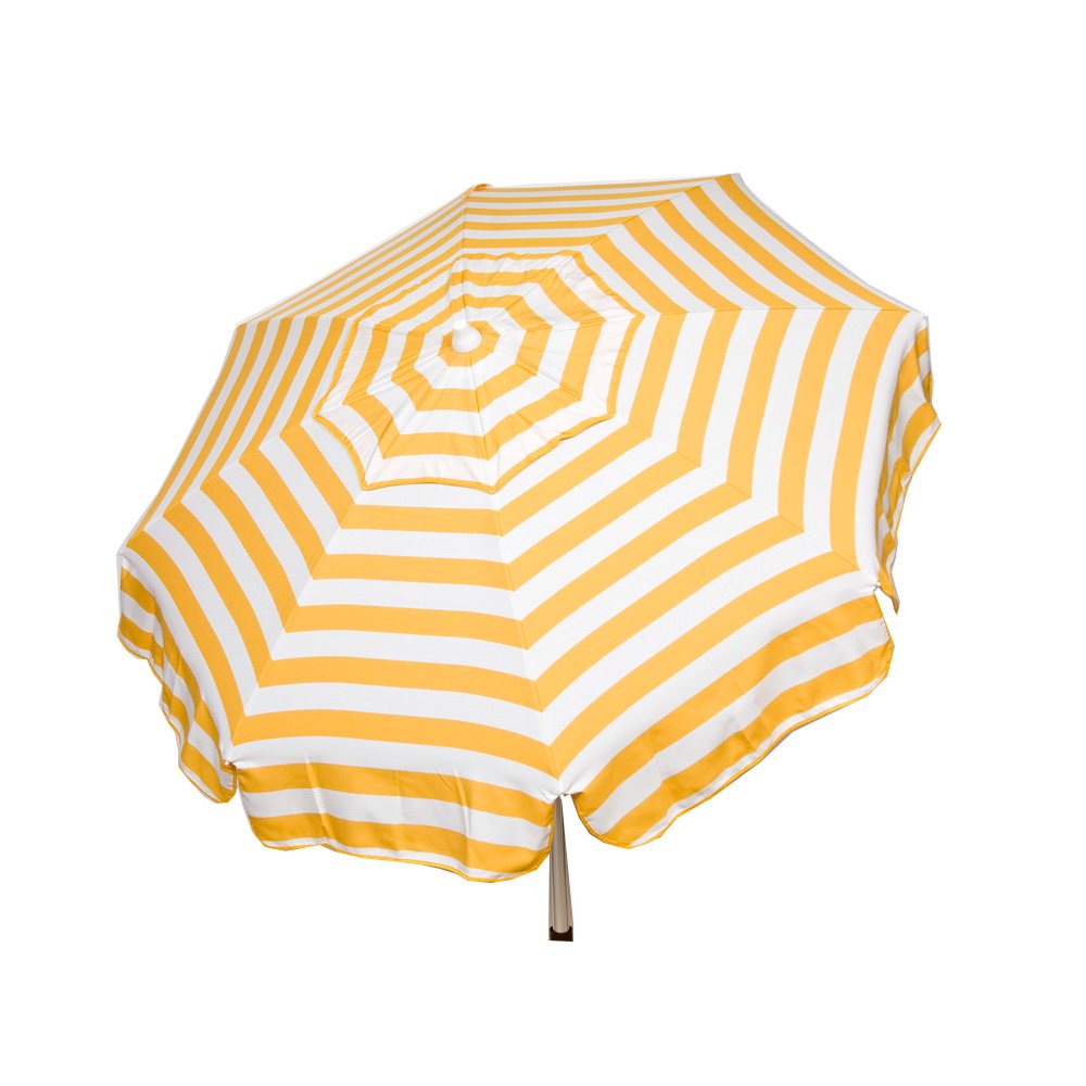 Heininger 1327 DestinationGear Italian Yellow and White 6-Foot Acrylic Striped Beach Umbrella - Perfect for Poolside, Backyard, and Coastal Relaxation