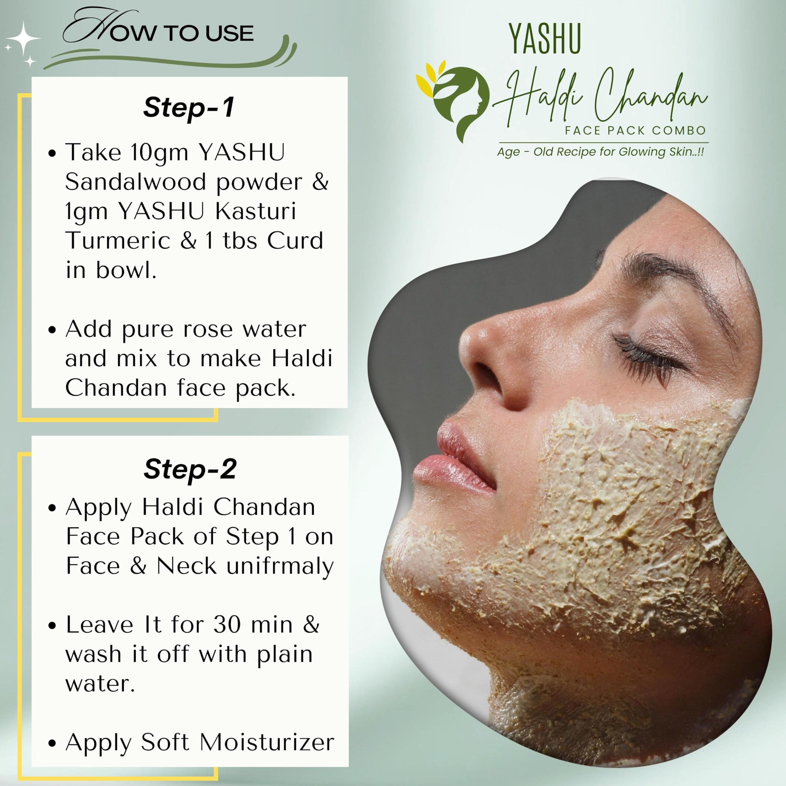 YASHU Pure & Organic Kasturi Turmeric & Sandalwood Face Pack Combo for Skin Brightening & Glow - 200g (Pack of 2) | Natural De-Tan Treatment for Radiant Skin | Perfect for Daily Skincare & Spa Days