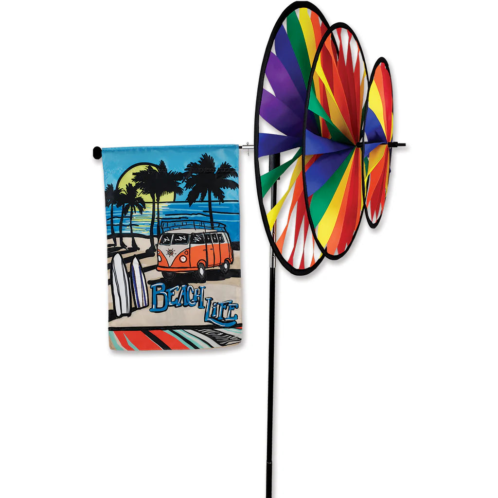 Colorful Triple Spinner Garden Flag Pole - Vibrant Outdoor Decor for Yard, Patio, and Garden - Perfect for Seasonal and Holiday Displays