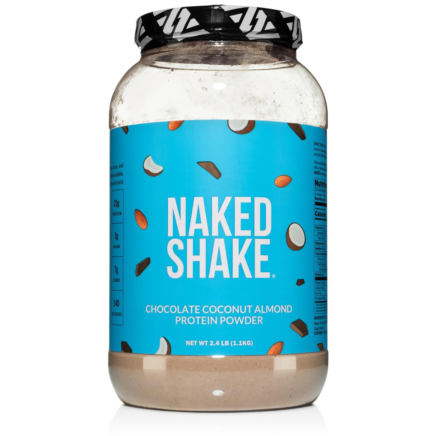 Naked Shake - Chocolate Coconut Almond Plant-Based Protein Powder | Vegan, Gluten-Free, Soy-Free, Non-GMO | MCT Oil from US & Canadian Farms | 30 Servings | Perfect for Post-Workout Recovery & Healthy Breakfast Smoothies