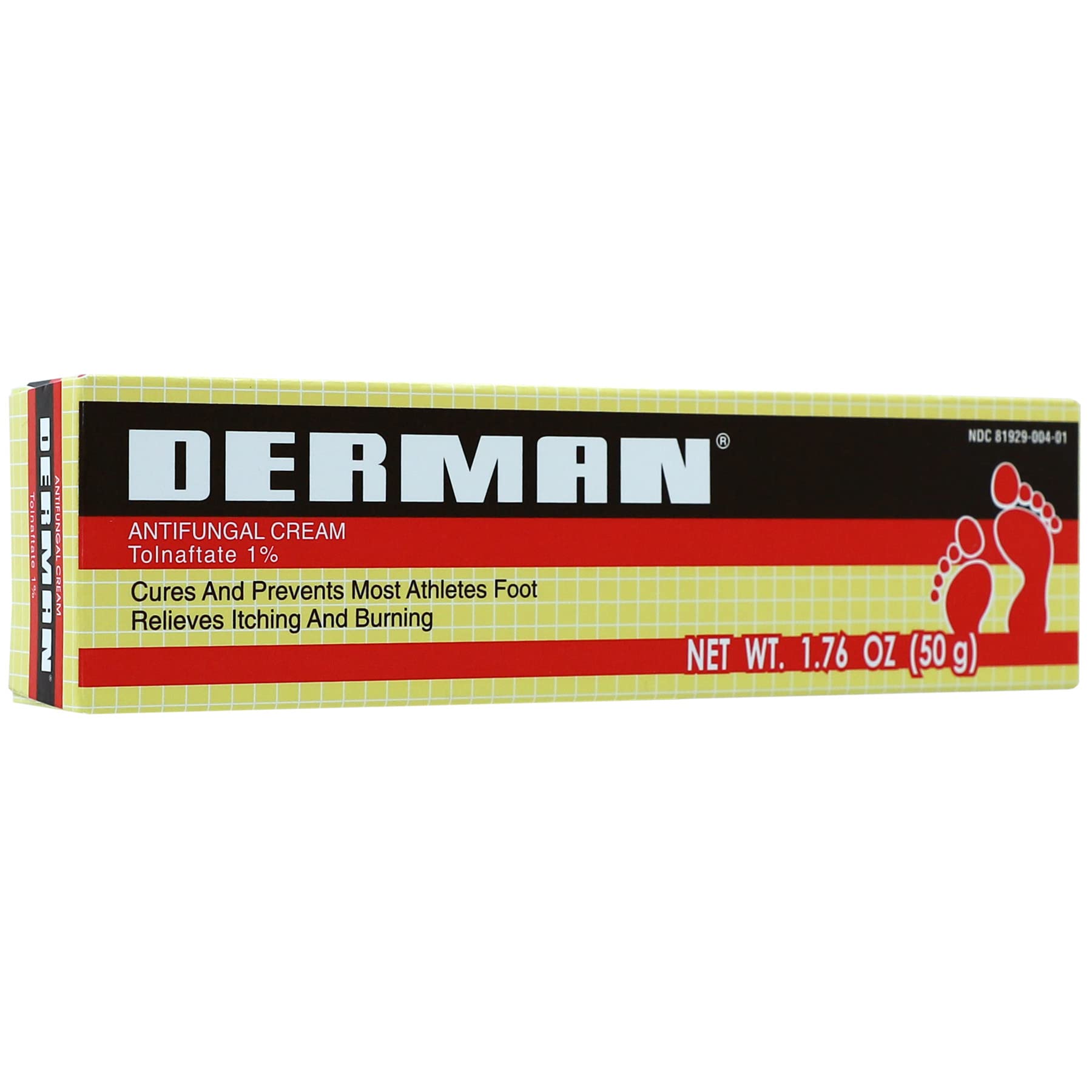 Derman Antifungal Cream for Athlete's Foot Treatment - 1.76 Oz (3 Pack) | Fast-Acting Jock Itch & Ringworm Relief | Ideal for Gym, Pool & Locker Room Protection