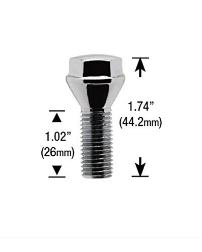 Chrome Short Head Lug Bolts 12x1.5 for BMW & Mini Cooper - 17mm Hex, 26mm Shank - Perfect for Classic Car Wheel Replacement