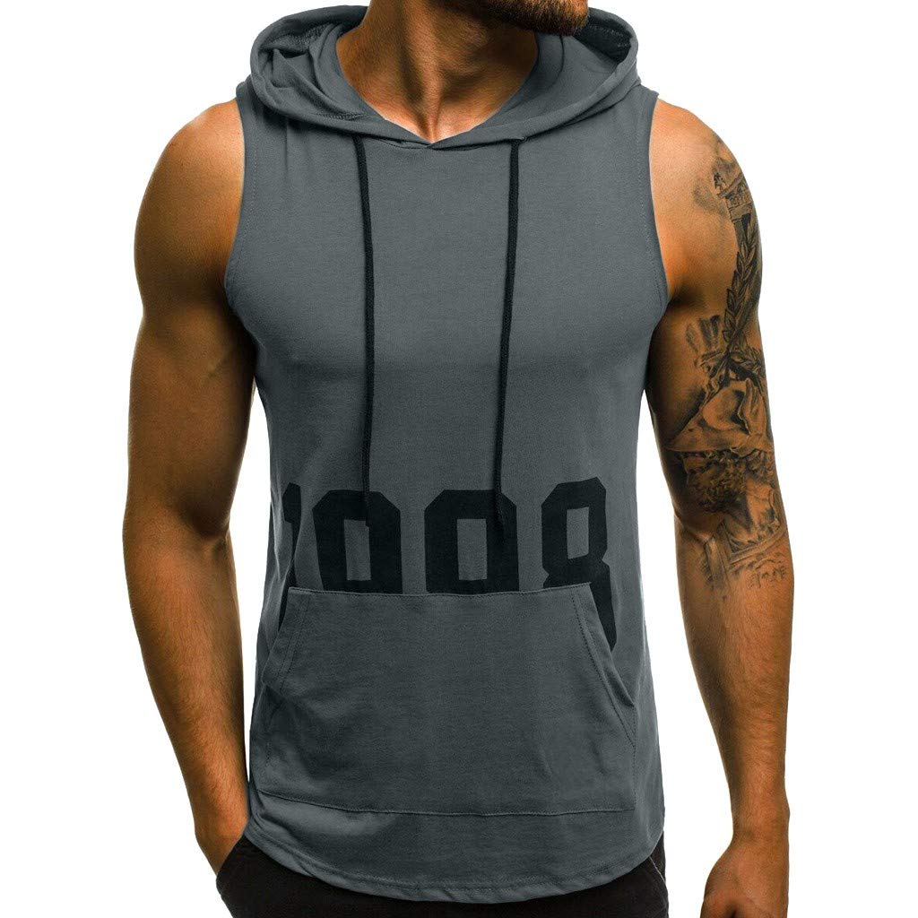 Men's Sleeveless Workout Hoodie with Pocket - Quick-Dry Fitness Shirt for Bodybuilding & Gym Training - Perfect for Weightlifting, Running & Outdoor Sports