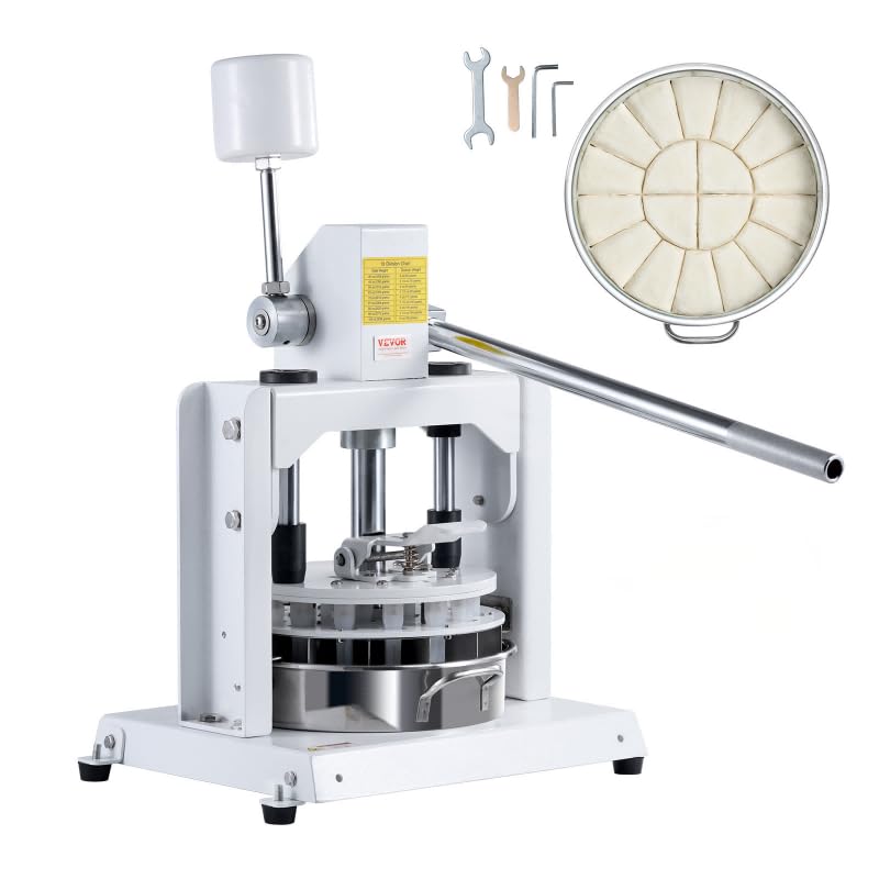 VEVOR 18PCS Manual Dough Divider Cutter with 304 Stainless Steel Tray & Blades (2.11oz-9.88oz) - Professional Pastry Dough Press for Bakeries, Restaurants & Commercial Kitchens - Perfect for Bread, Pizza, Pastry & Cookie Dough Preparation