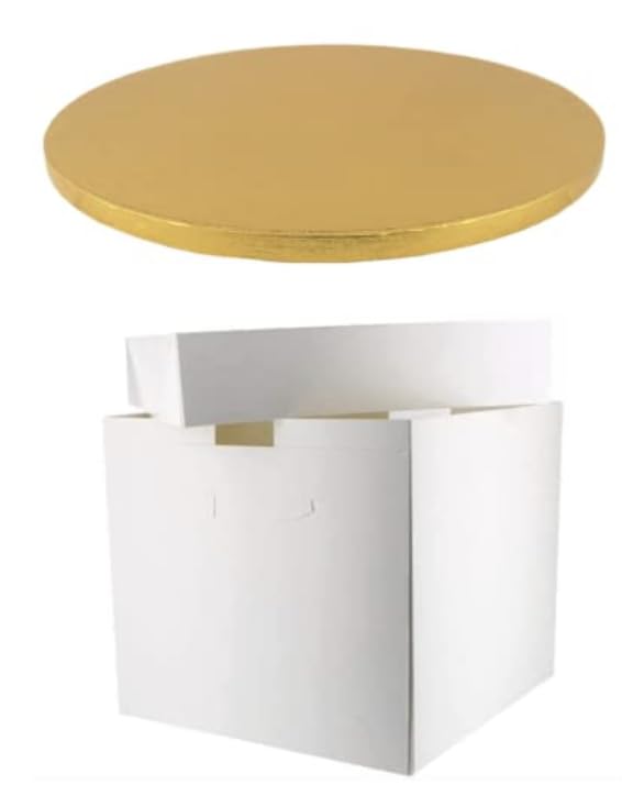 Art of Cake® - 8 Inch Round Cake Board & White Tall Cake Box for Wedding, Birthday, and Party Cakes | Durable & Stylish Cake Packaging Solution