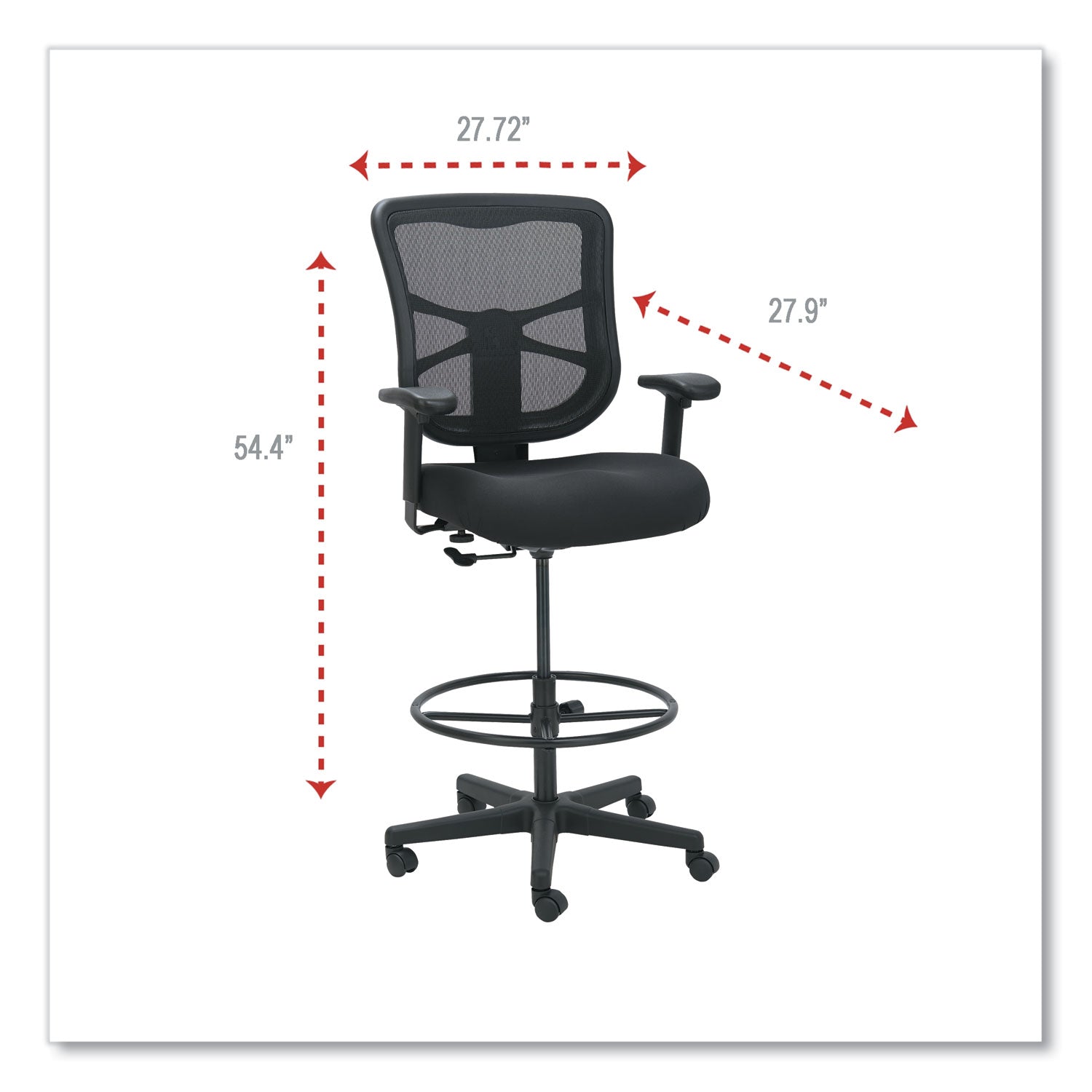 Alera Elusion Series Adjustable Mesh Stool - 275 lb Weight Capacity, 22.6