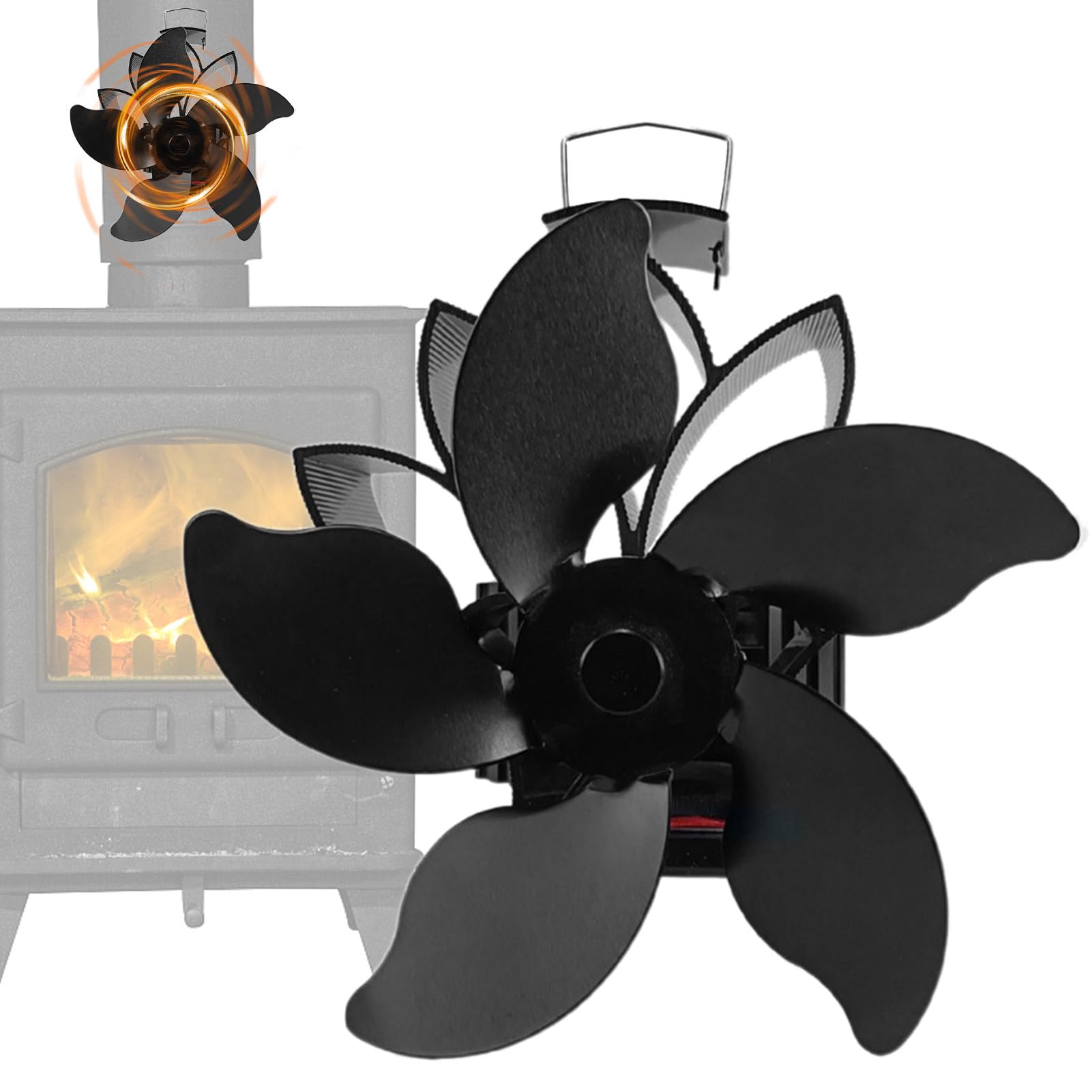 Efficient 5-Blade Fireplace Fan for Wood Burning Stoves - Non-Electric Heat Distribution Blower for Log Burners | Perfect for Cozy Winter Nights & Energy-Efficient Home Heating
