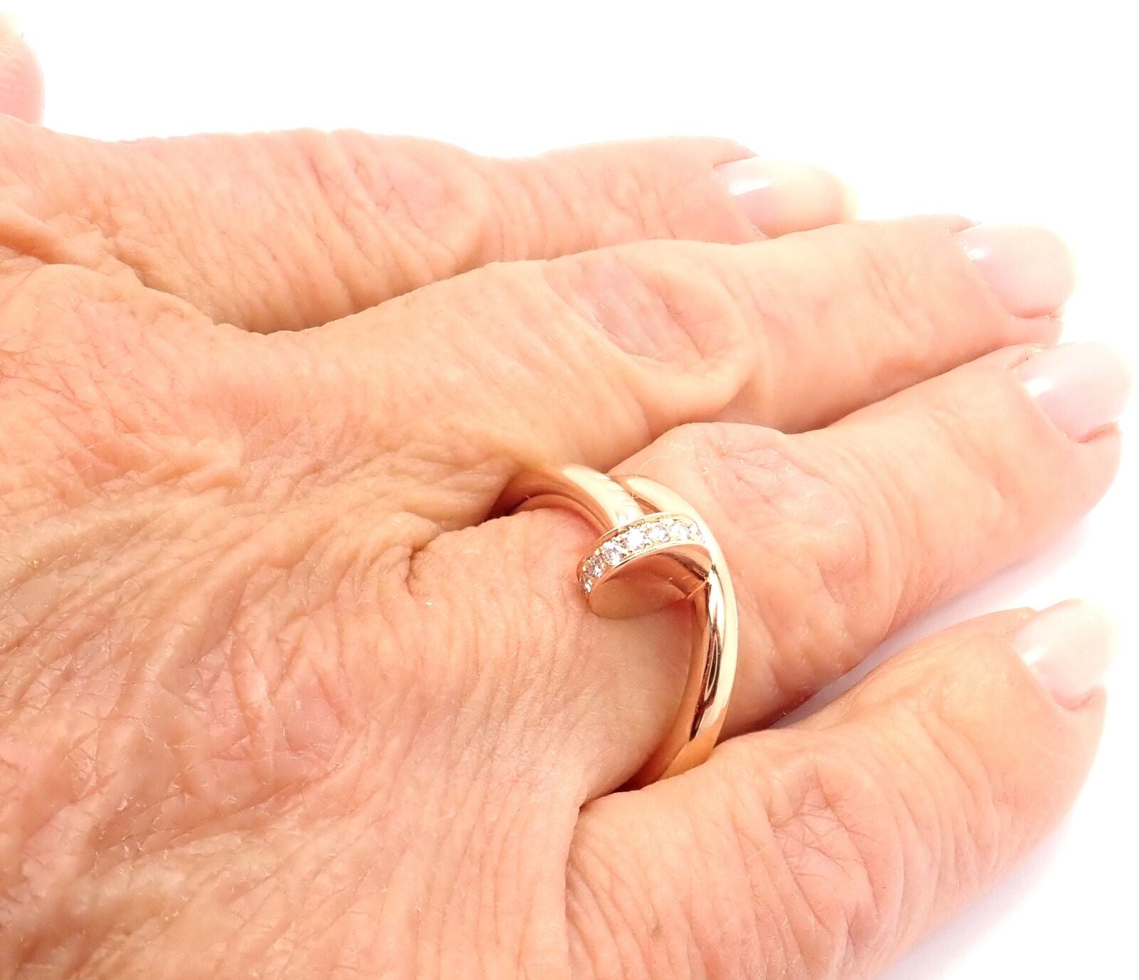 Authentic Cartier Juste Un Clou 18k Rose Gold Diamond Ring Size 53 - Luxury Nail Band Jewelry for Women, Perfect for Weddings, Parties & Special Occasions
