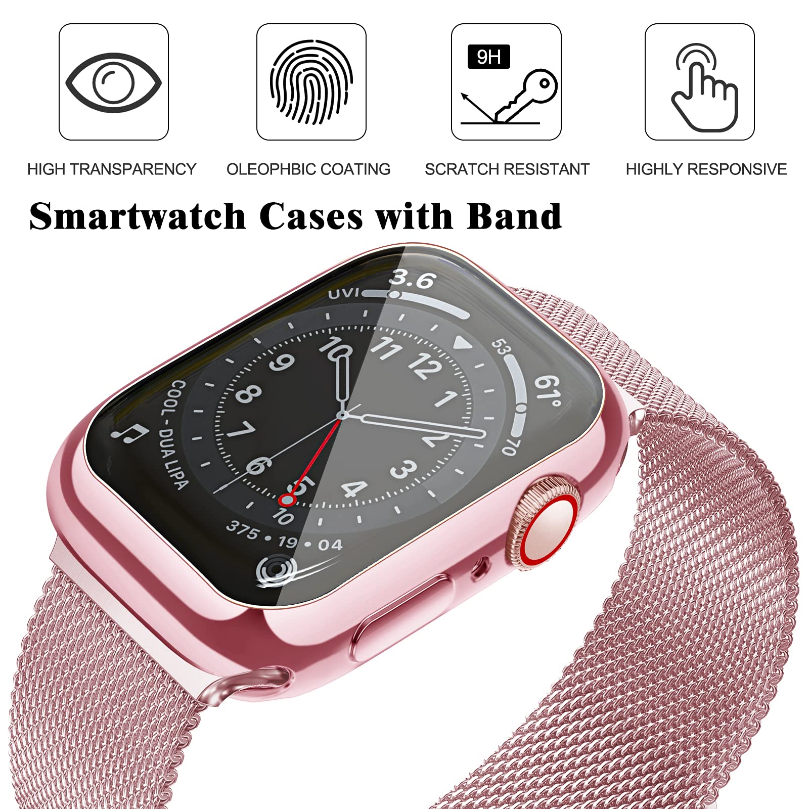 Premium Stainless Steel Magnetic Milanese Loop Band for Apple Watch 42mm/44mm/45mm - Compatible with iWatch Series SE/9/8/7/6/5/4/3/2/1 - Adjustable Luxury Metal Strap for Women & Men (Rose Gold) - Perfect for Workouts, Office Wear & Everyday Fashion Accessory