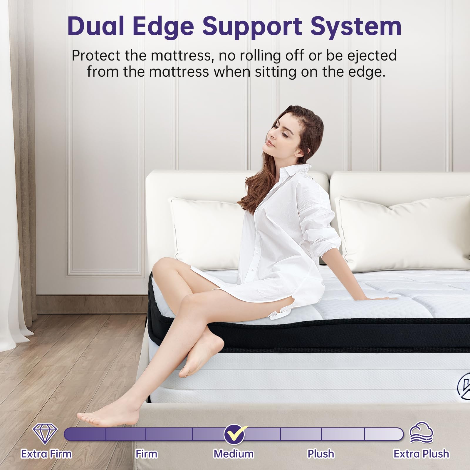 12 Inch Queen Size Mattress in a Box - Memory Foam & Pocket Spring Hybrid for Pressure Relief & Comfort - Medium Firm Support - Fiberglass Free, CertiPUR-US Certified - Perfect for Bedrooms, Guest Rooms, and Apartments