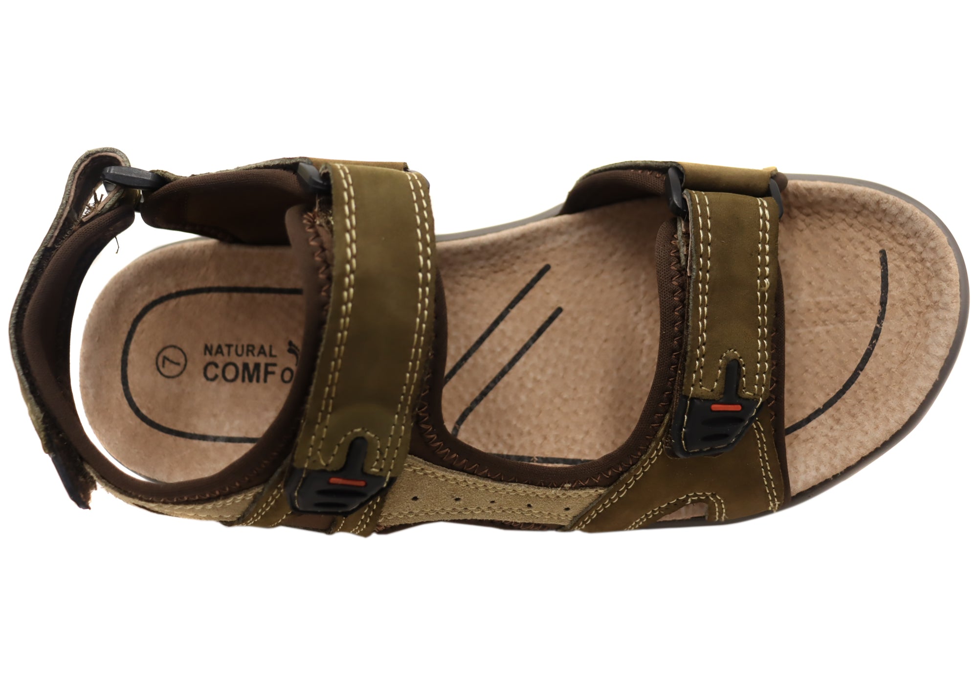 Natural Comfort Clift Men's Leather Adjustable Strap Sandals - Breathable Summer Casual Shoes for Beach, Walking & Outdoor Activities