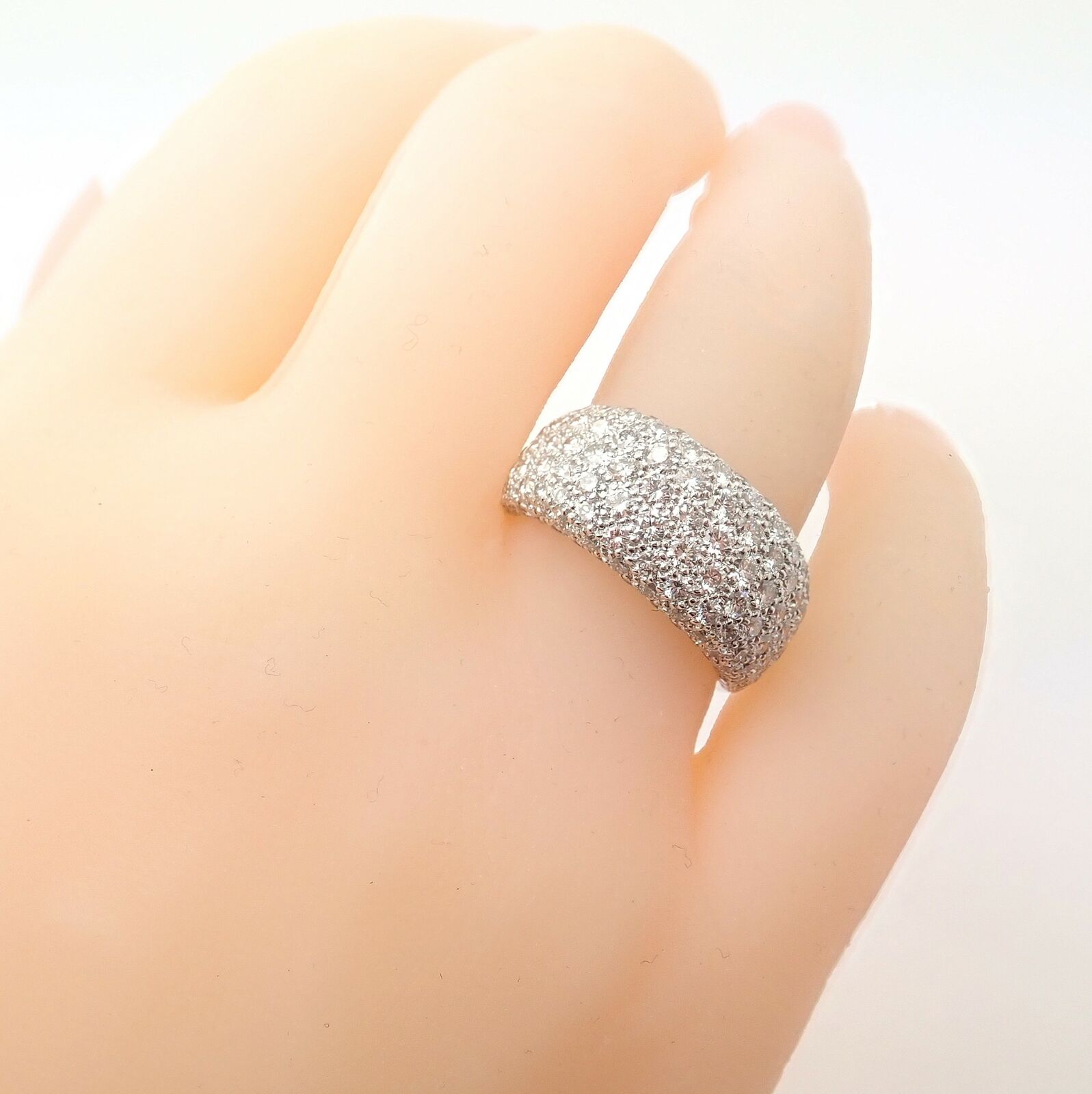 Authentic Cartier 18K White Gold Diamond Wedding Band Ring for Women, Size 53 (US 6.25) - Perfect for Engagement, Anniversary Gifts & Special Occasions