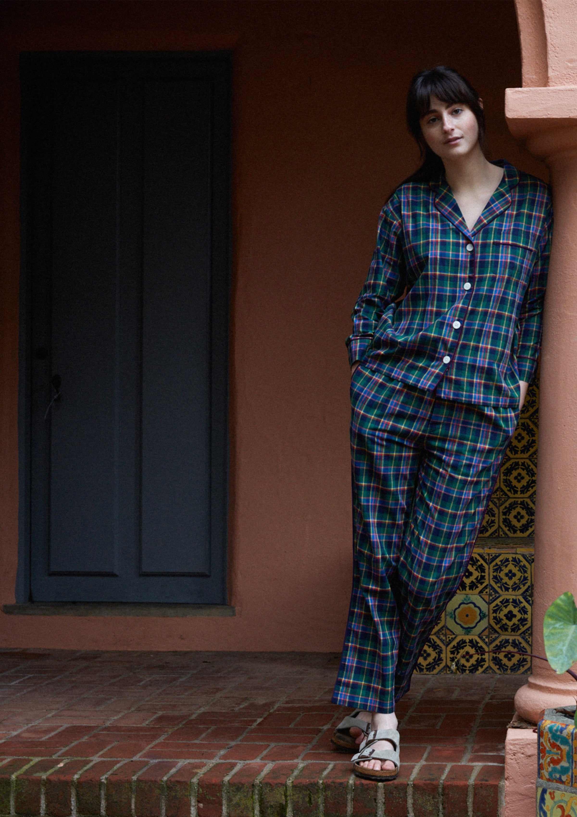 Marina Pajama Set - Soft Cotton Madras Plaid Sleepwear for Women | Cozy Lounge & Sleepwear for Home Relaxation
