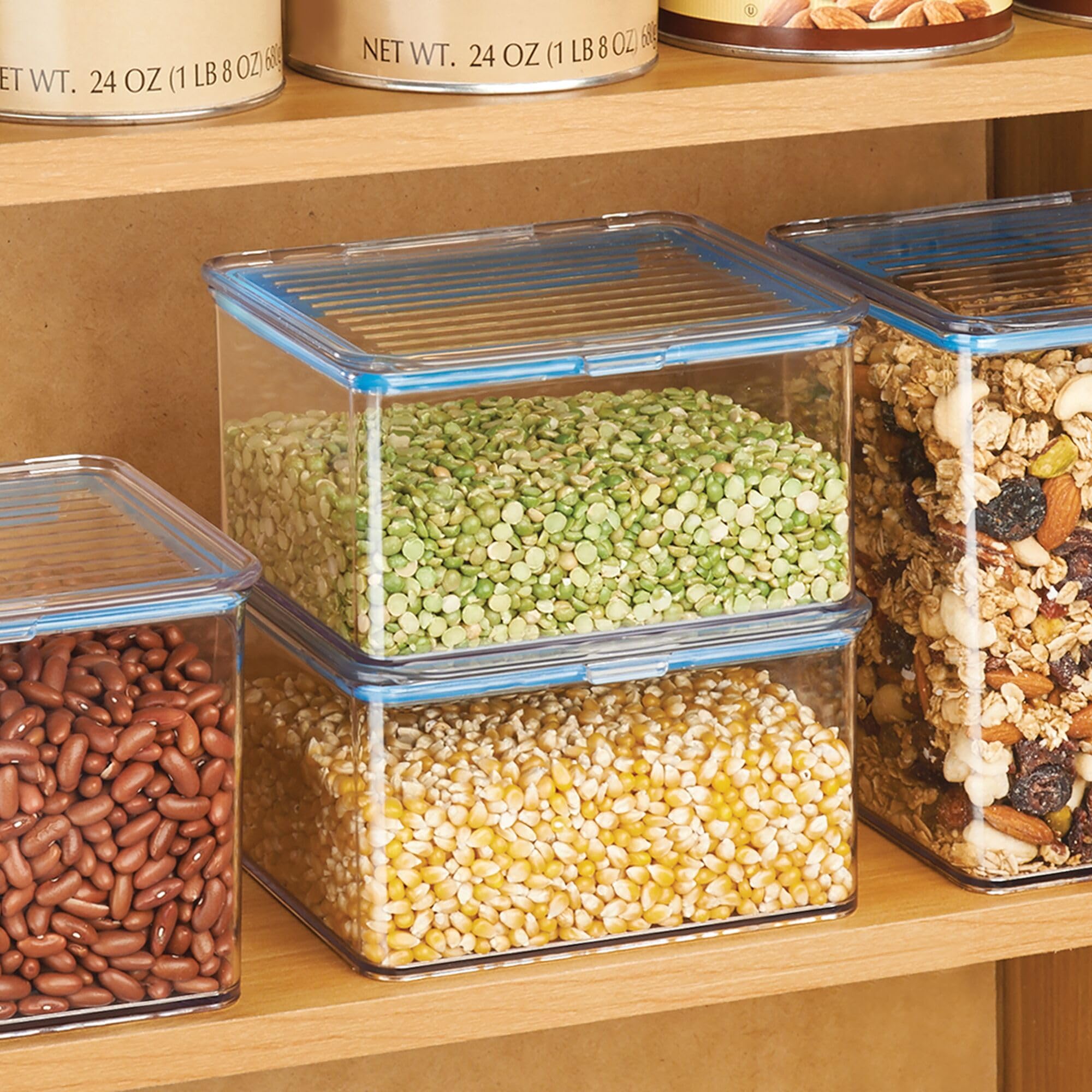 BPA-Free Plastic Food Storage Container with Airtight Hinged Lid - 1.5 Quart Pantry Organizer Bin for Kitchen, Fridge, Freezer & Cabinet - Clear (5.5