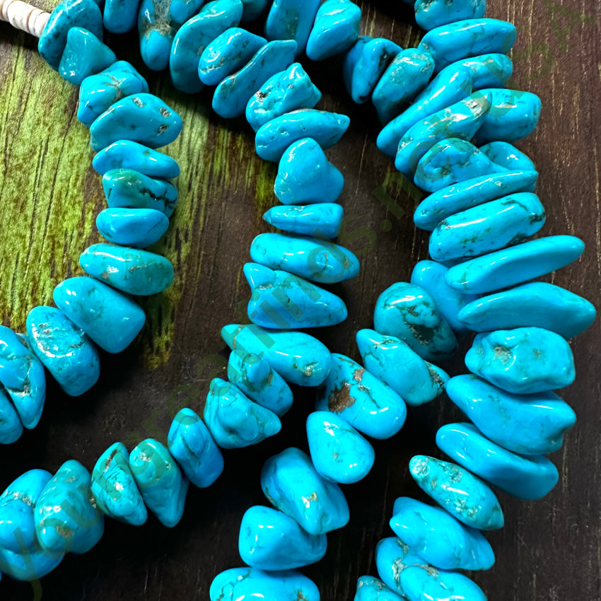 Vintage Blue Nugget Turquoise & White Heishi Bead Necklace - Handmade Boho Jewelry for Women, Southwest Style Beaded Choker | Perfect for Festivals, Weddings & Boho Fashion