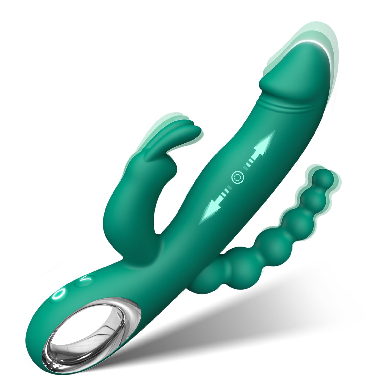 Powerful Thrusting Dildo Vibrator for Women - 10 Vibration & Thrusting Modes, Waterproof Silicone G-Spot & Anal Stimulator - Rechargeable Adult Sex Toy (Green) | Perfect for Solo Play, Couples & Sensual Massage