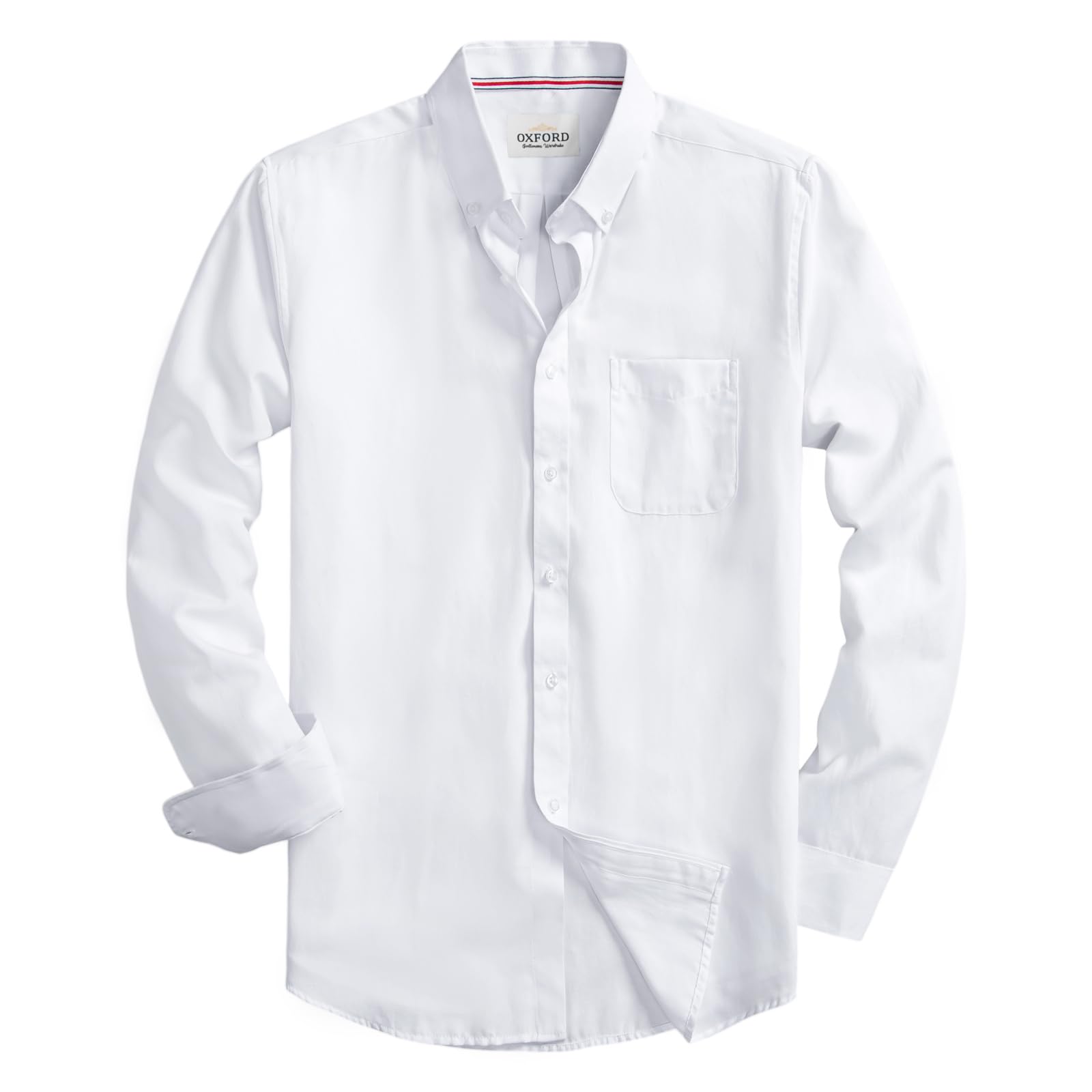 Men's Slim Fit Oxford Shirt - Long Sleeve Lightweight Button Down Dress Shirt with Chest Pocket | Business Casual & Office Wear