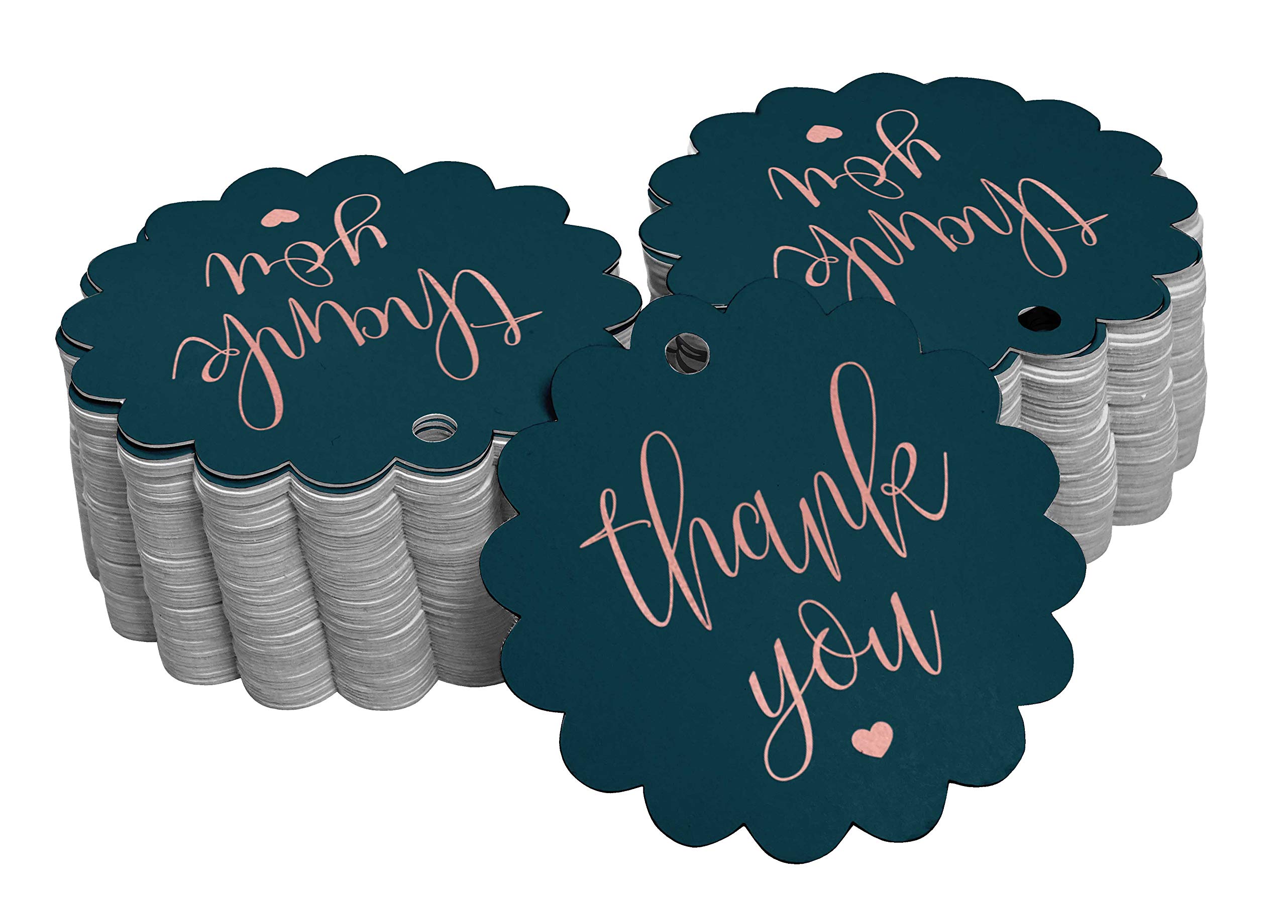 100PCS Rose Gold Foil Bridal Shower Thank You Tags - Elegant Wedding Favor Hang Tags for Bridal Party, Baby Shower & Anniversary Decorations