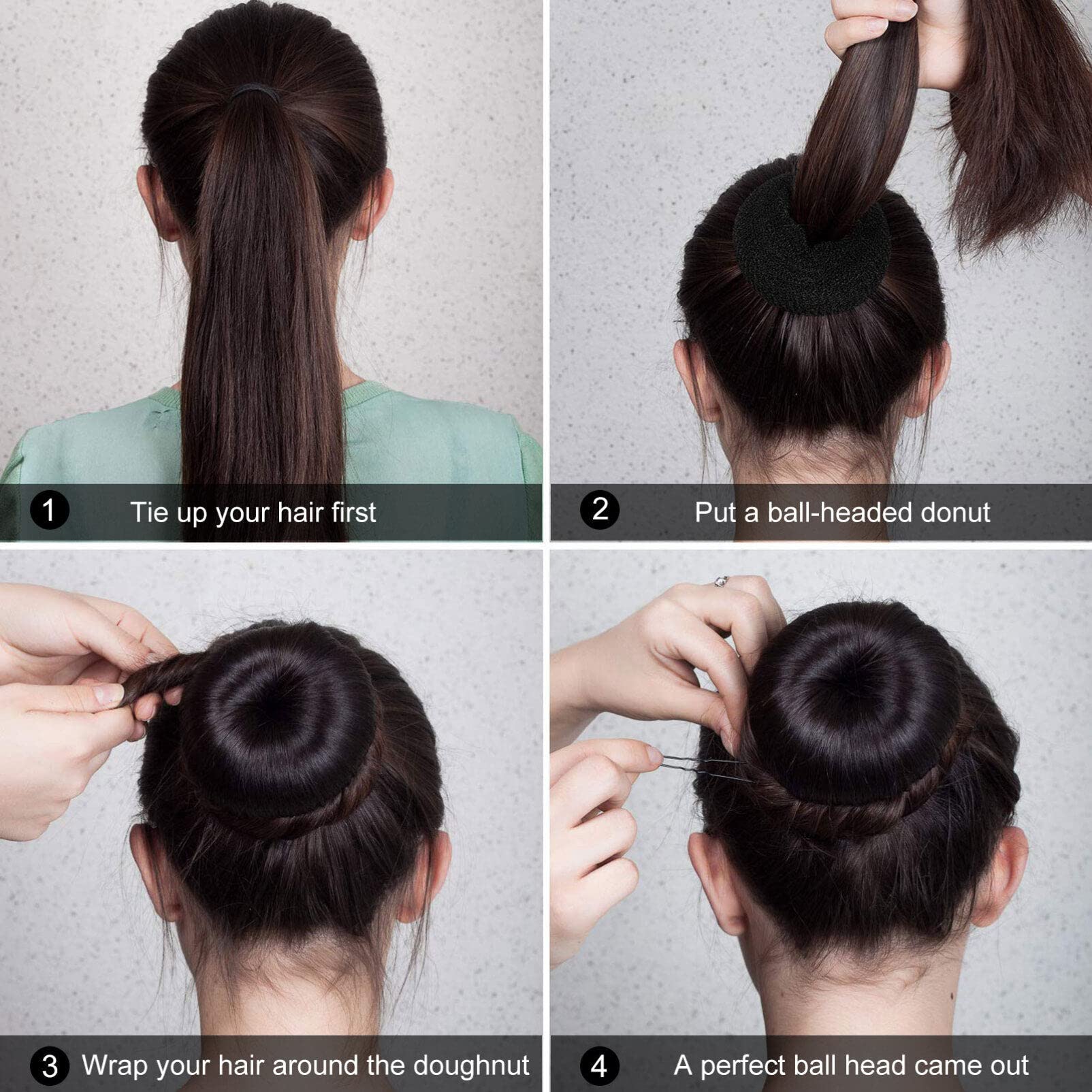 3 Sets Updo Hair Accessory Kit - Hair Clips, Donut Bun Maker, Ponytail Holder & Styling Tools for DIY Hairstyles - Perfect for Parties, Weddings & Everyday Use