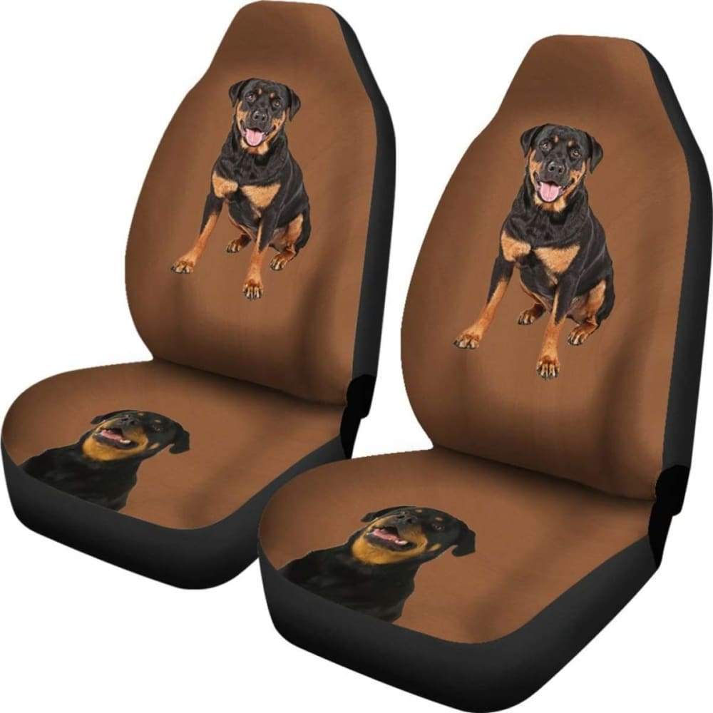 Premium Rottweiler Print Car Seat Cover - Durable Brown Background Design for Dogs - Perfect for Pet Owners, Travel & Vehicle Protection