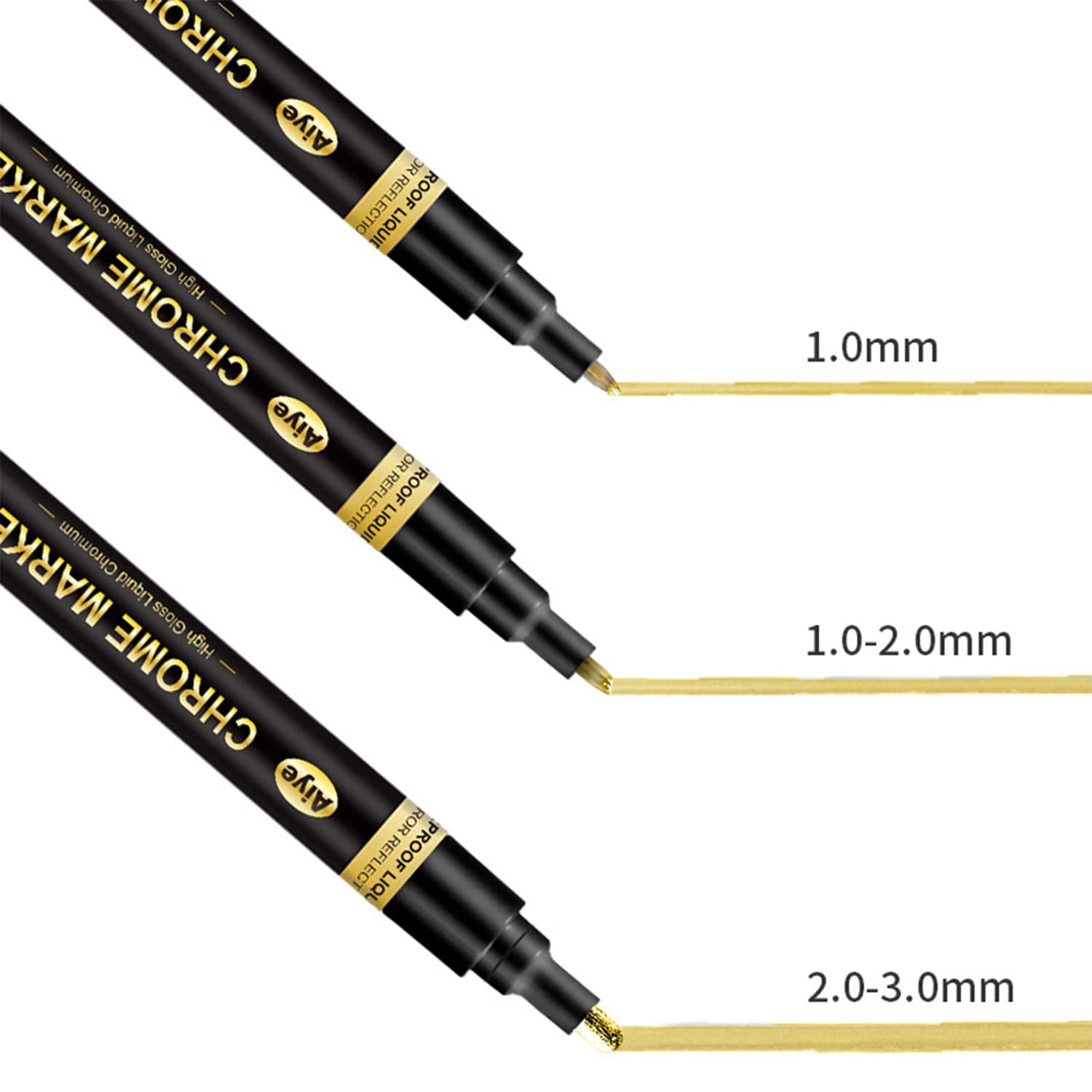 1PCS Silver/Gold/Copper Mirror Chrome Paint Pen - Permanent Metallic Liquid Pen for DIY Crafts, Epoxy Resin, Nail Art & Model Painting - Reflective Finish (1-2mm Tip, Gold) - Perfect for Jewelry Making, Home Decor & Creative Projects