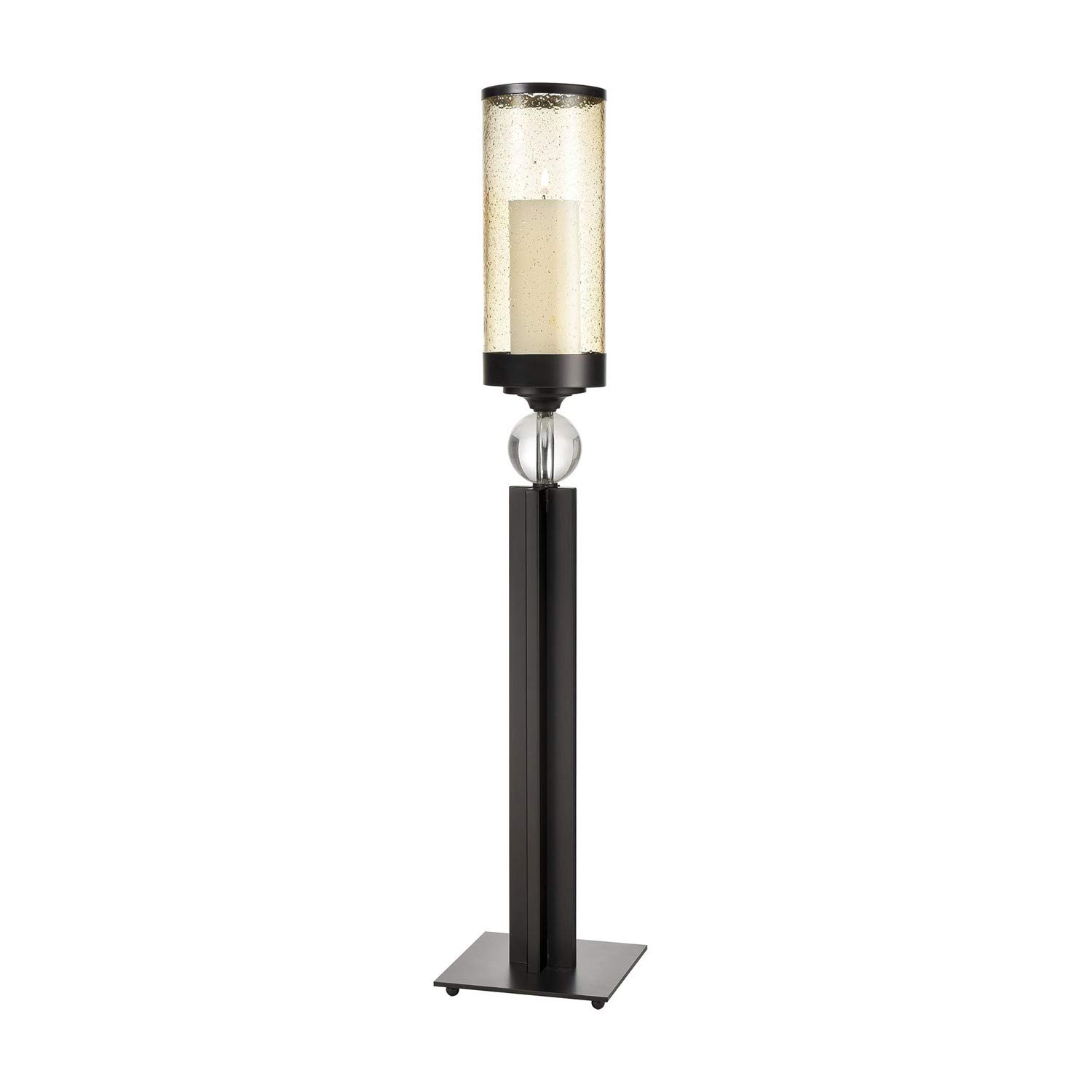 Tall Bronze and Amber Candle Holder for Home Decor - Elegant Table Centerpiece for Dining Room, Living Room, and Wedding Decorations