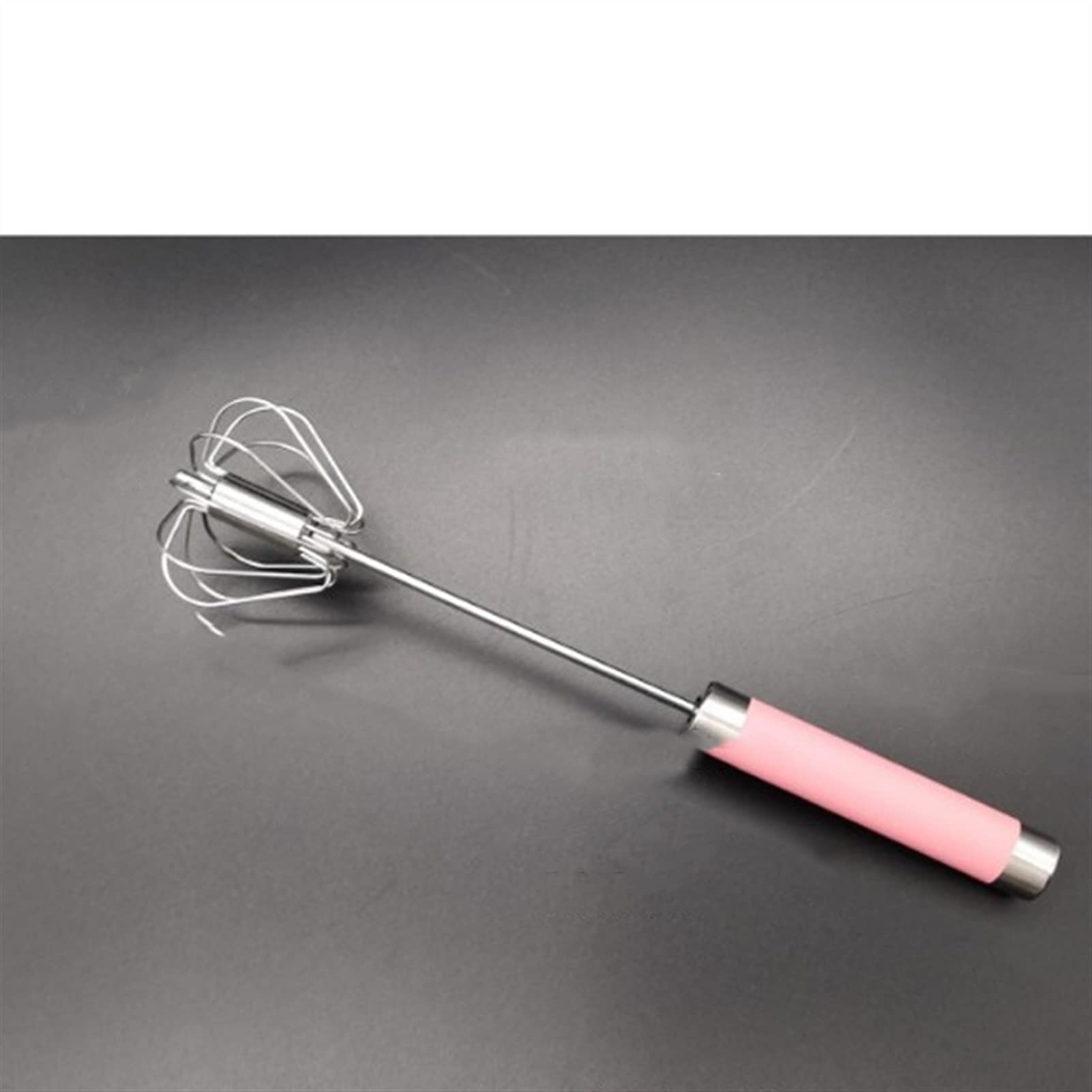 304 Stainless Steel Manual Egg Whisk - Semi-Automatic Hand Mixer, Self-Turning Egg Beater for Baking & Cooking - 12 Inch Pink Kitchen Tool (Perfect for Cakes, Pancakes, Cream & Desserts)
