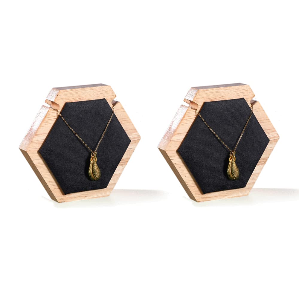 Handmade Wooden Jewelry Organizer - Hexagon Earring Display Stand, Necklace Holder, Bracelet Tray & Ring Organizer for Closet Storage | Photography Props for Etsy Shop, Jewelry Store Display & Bedroom Decor (Black)