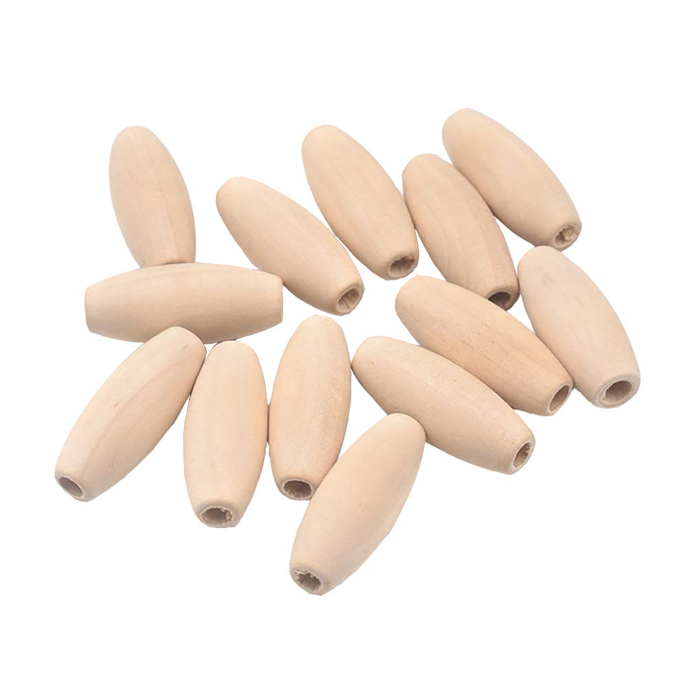 GSHLLO 50 PCS Natural Wooden Oval Tube Barrel Beads - Loose Spacer Beads for DIY Jewelry Making, Bracelets, Necklaces & Craft Projects - Perfect for Handmade Gifts & Boho Style Accessories