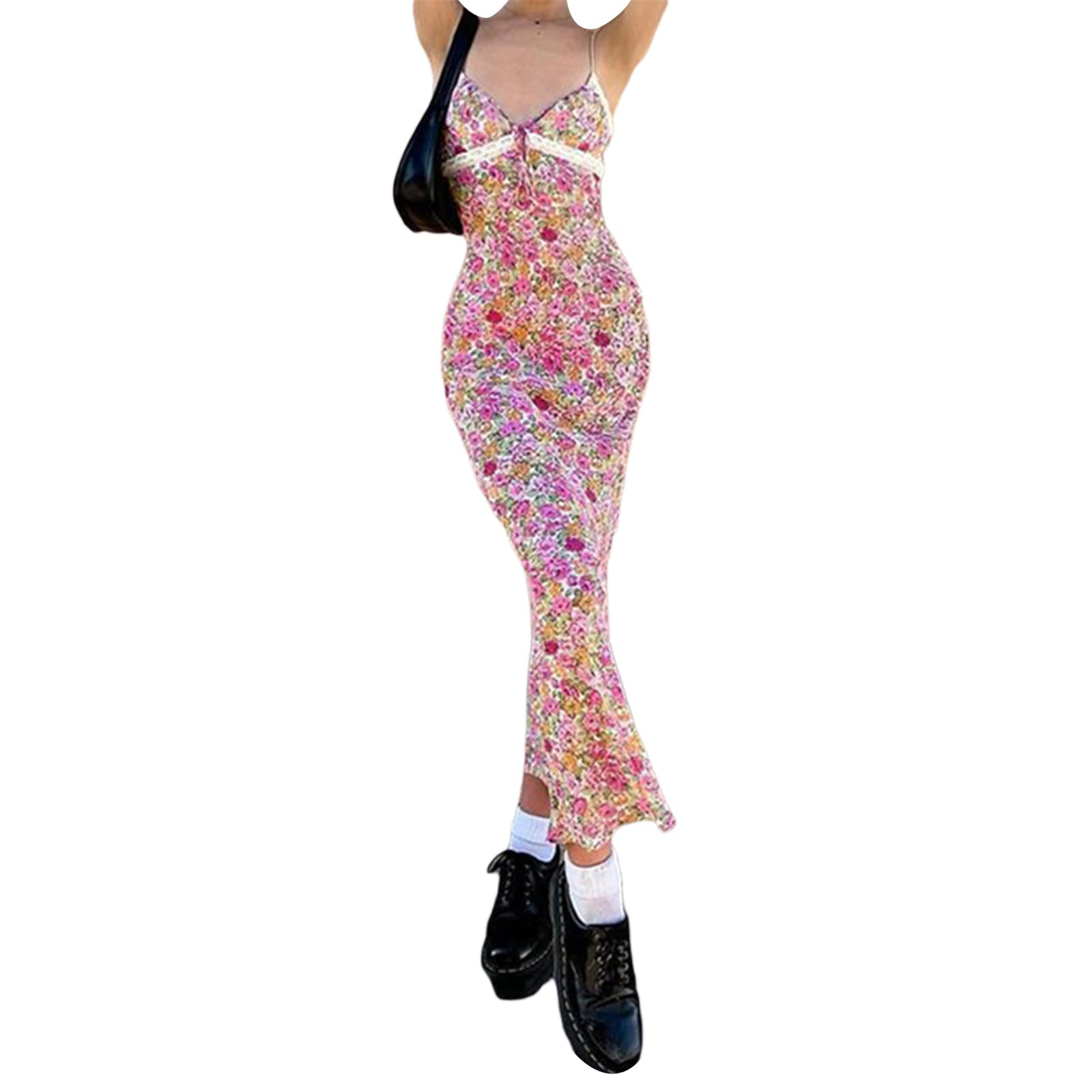 Sexy Floral Bodycon Long Dress for Women - Backless Strapless Tube Top with Cutout Design for Evening Parties, Prom, Cocktail Dresses & Formal Events