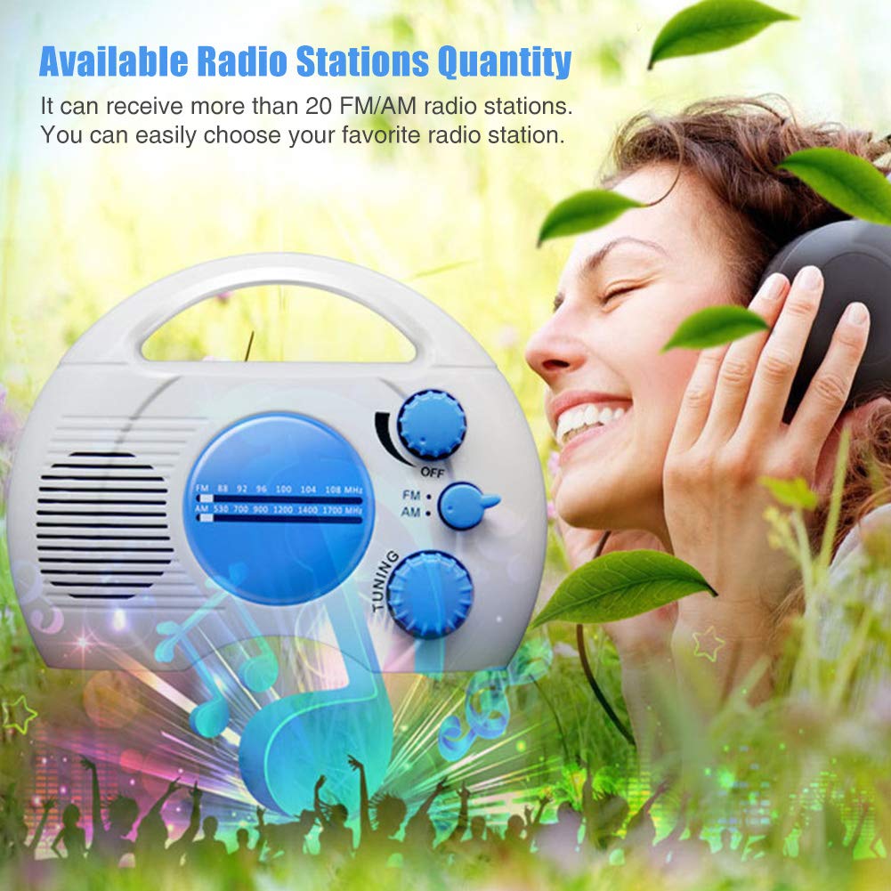 Etiger AM FM Shower Radio - Wireless Portable Waterproof Speaker with Battery for Bathroom, Beach, Pool & Outdoor Use | Perfect for Showering, Bathing, Swimming & Relaxing