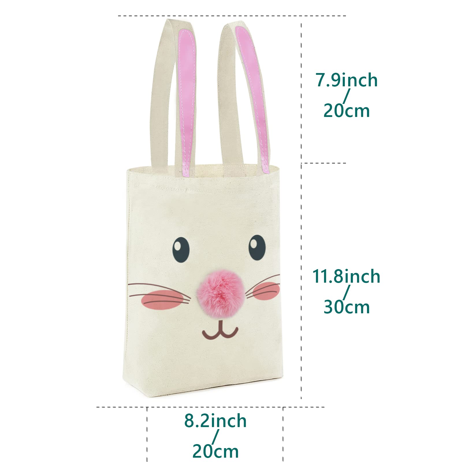 Easter Bunny Canvas Tote Bag for Kids - Reusable Easter Basket for Egg Hunt, Easter Party Favors & Spring Celebrations - Cute Easter Gift for Boys & Girls